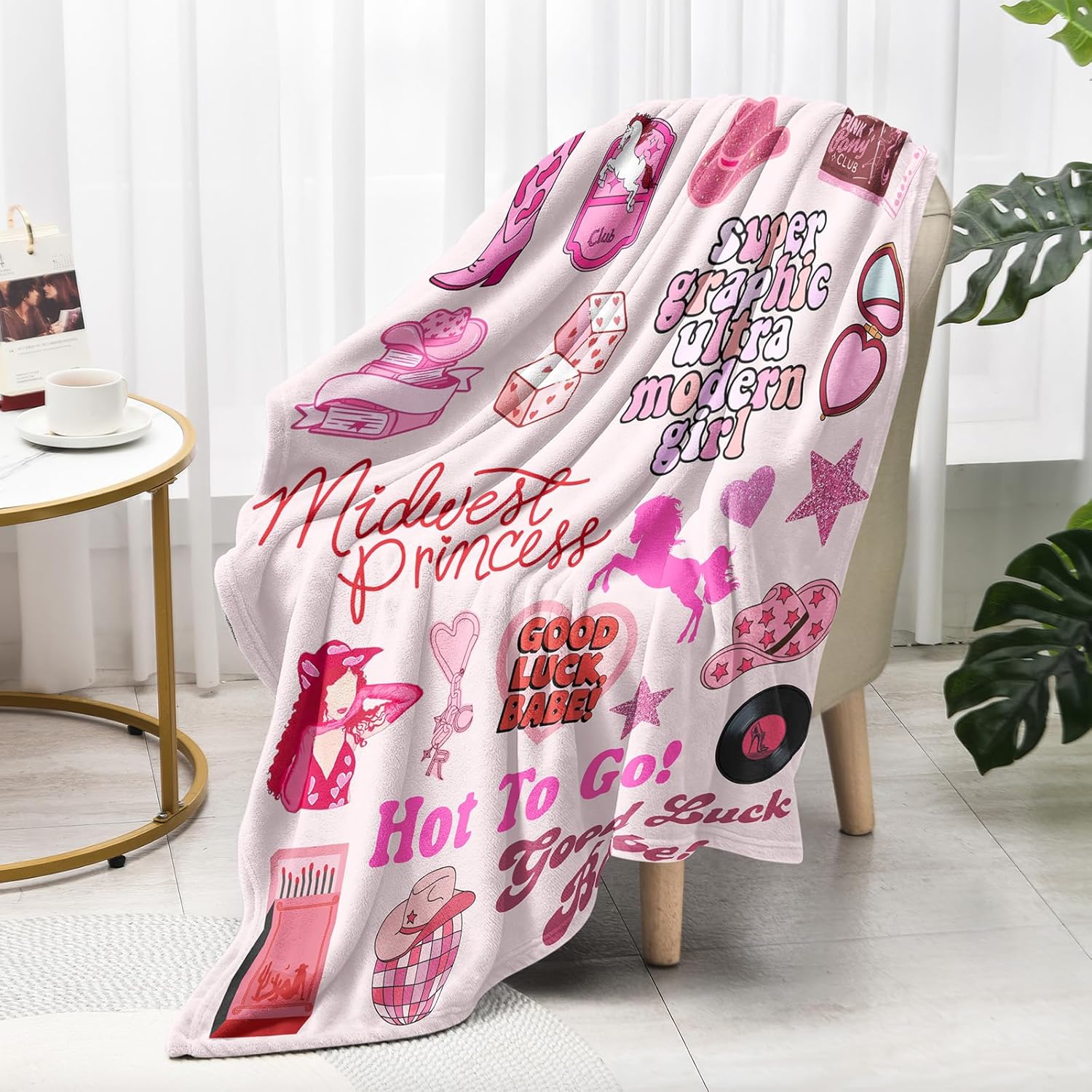 50"x 40" Pink Music Pony's Singer Throw Blanket, Chappell Gifts for Girls Fans Women, Soft Blankets All Seasons, Plush Cozy Lightweight Flannel Quilts for Bedroom Sofa Couch Living Room
