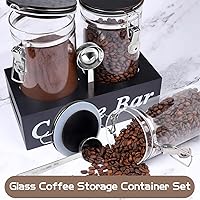 Vista 5 de WYTAOHZL 2 recipientes de café de vidrio con estante, organizador de estación de café de 54 oz, almacenamiento de granos de vidrio con cuchara