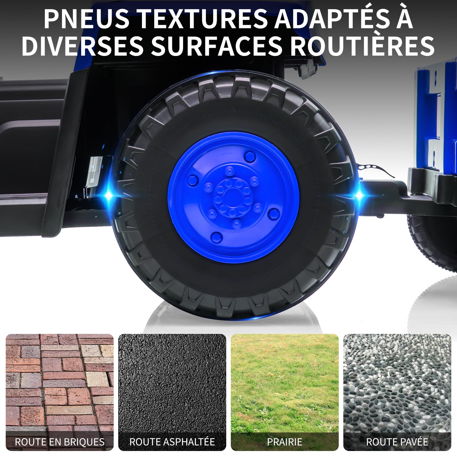 Zstar Tracteur électrique Enfant 12V avec remorque Amovible – Double Moteur, 6 Roues, phares LED, Musique, klaxon, télécommande 2.4G, 3 Vitesses, Ceinture de sécurité, Batterie puissante – Véhicule