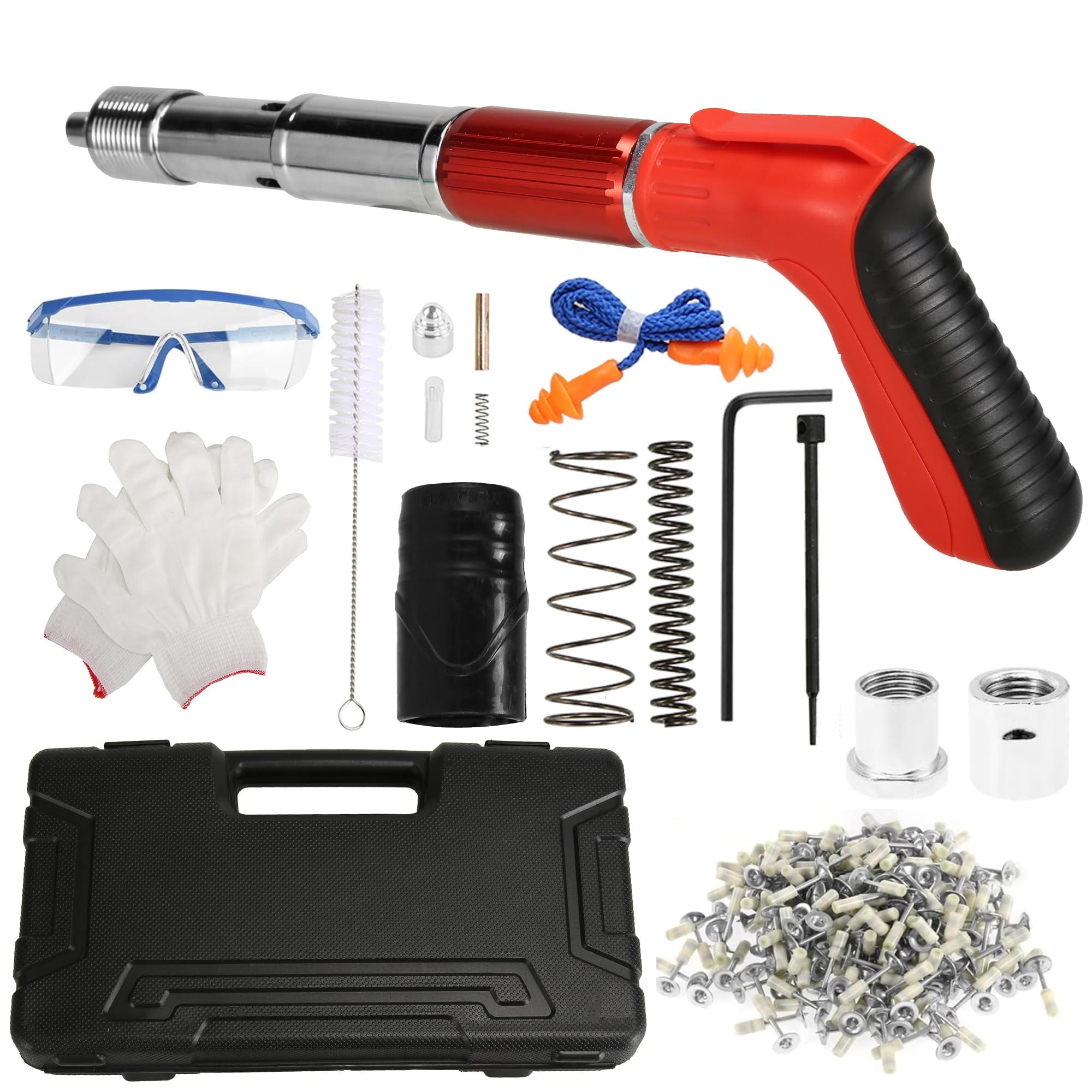 Concrete Nail Gun Kit – 5 Speed Adjustable Steel Nail Gun with 50 pcs Nails – Portable & Fast Wall Shooting Machine – Multipurpose Wall Anchor Wire Slotting Device for Household Woodworking