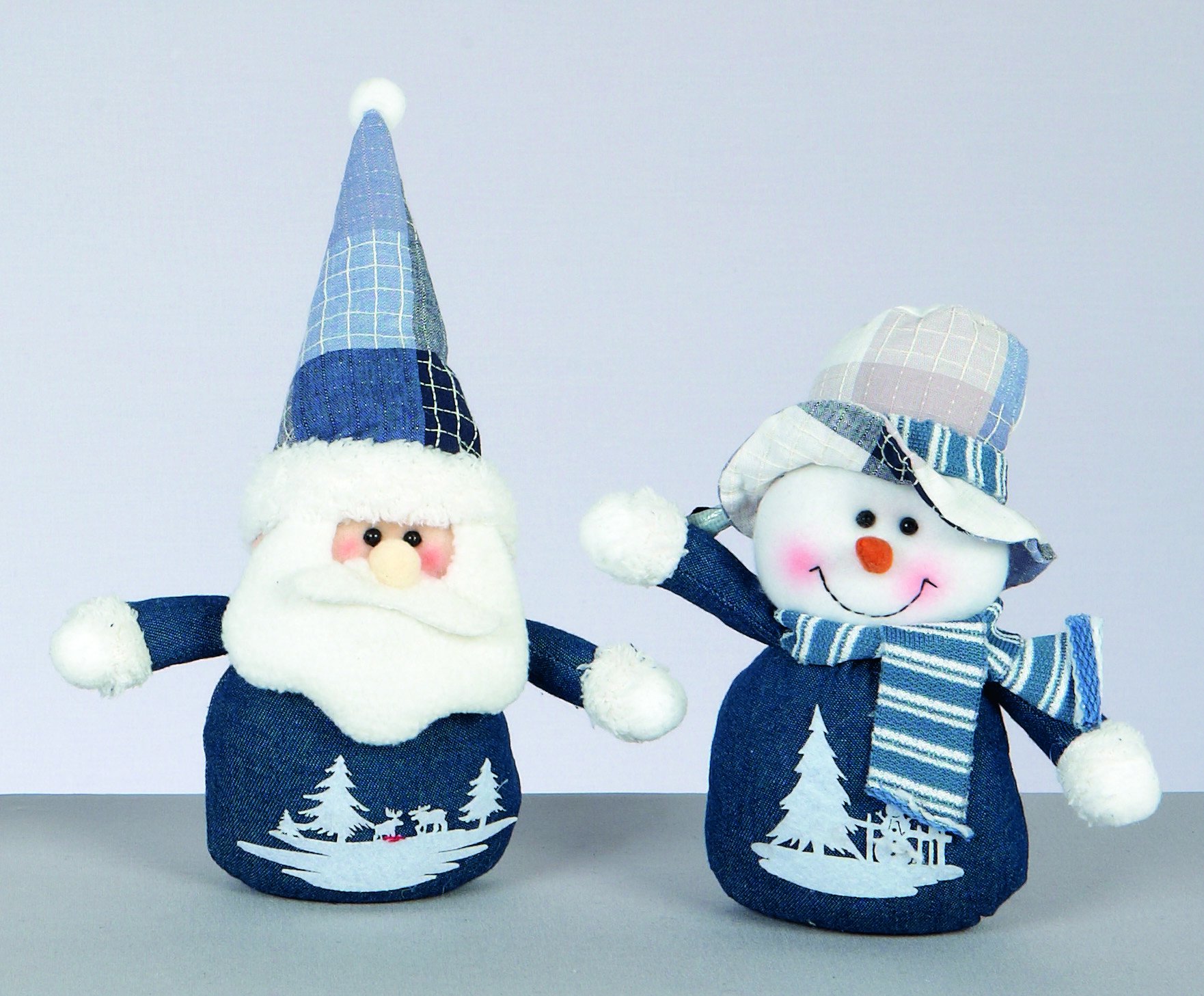 Toyland 15cm Decorative Hanging Santa and Snowman Both With Hat And Gloves - Christmas Tree Decorations