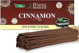Bless-Cinnamon 100%-Natural-Handmade-Hand-Dipped-Incense-Sticks Organic-Chemicals-Charcoal-Free Purification-Relaxation-Positivity-Yoga-Meditation Best-Woods-Scent (500 Sticks(26 OZ))