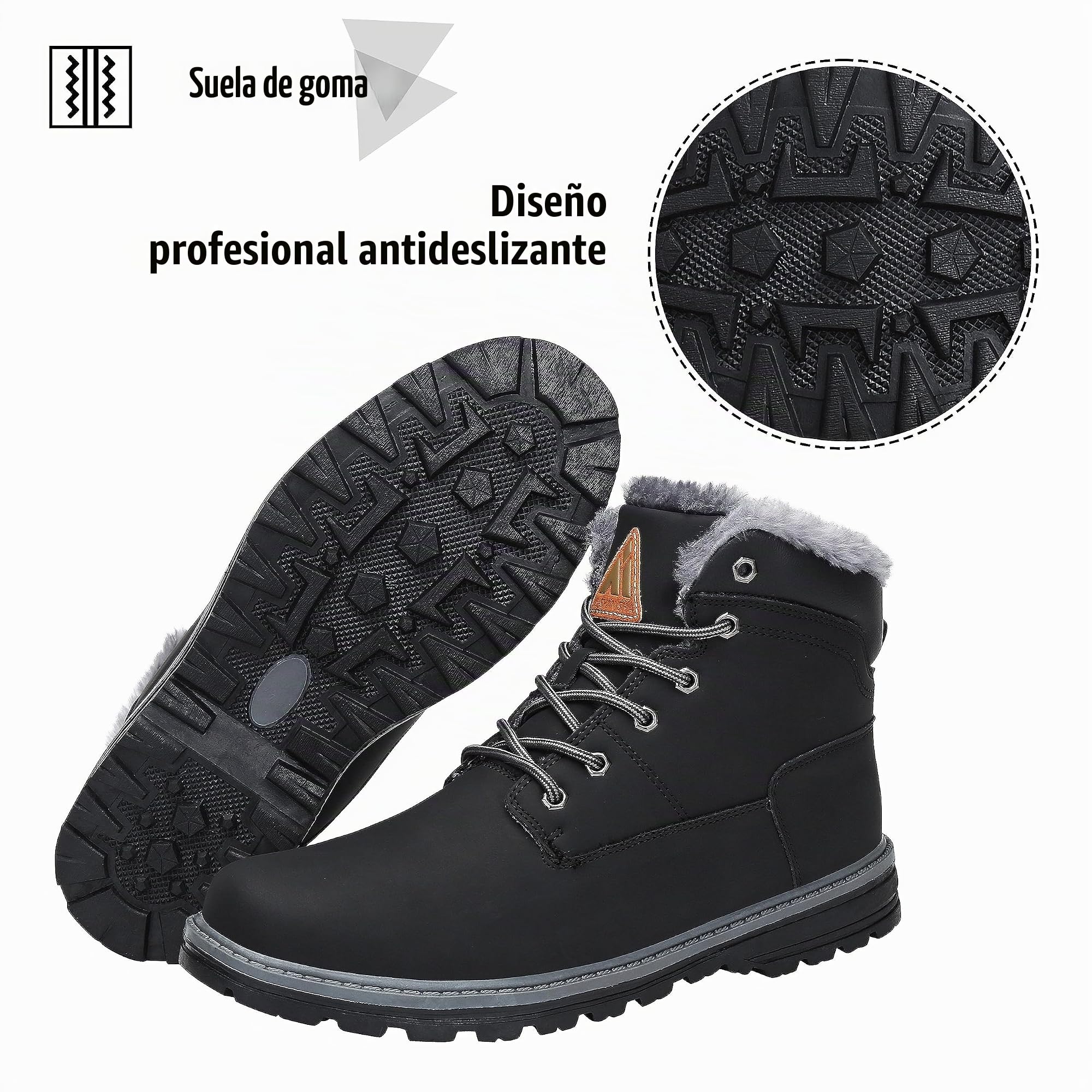 Mishansha Botas de Nieve Hombre Mujer Invierno Negro Grafito Gr.39