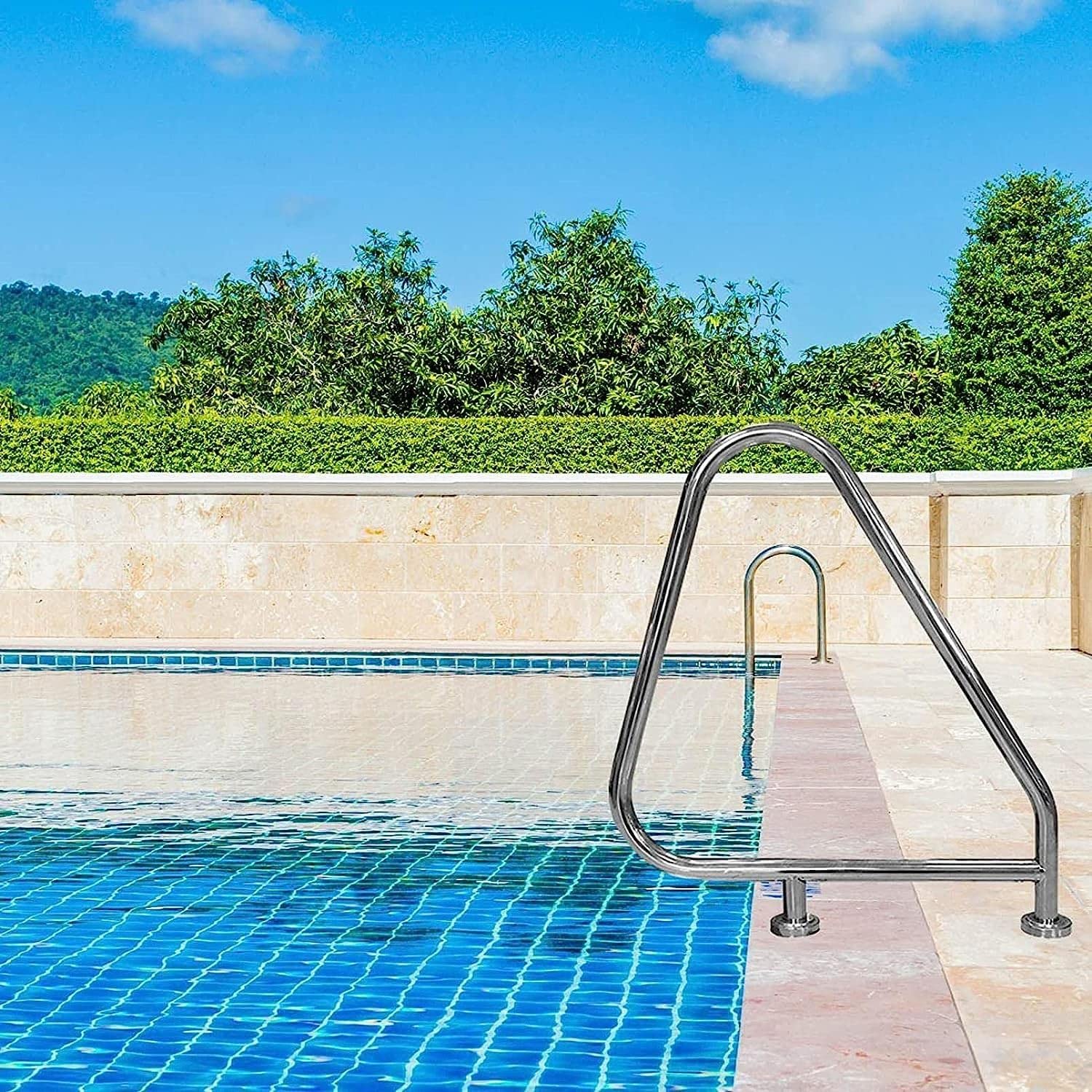Pasamanos Resistentes de Seguridad para Piscina Pasamanos de Piscina Pasamanos de riel de Agarre de Piscina Fácil de Instalar Parachoques de rampa Soporte de Entrada de Piscina Pas