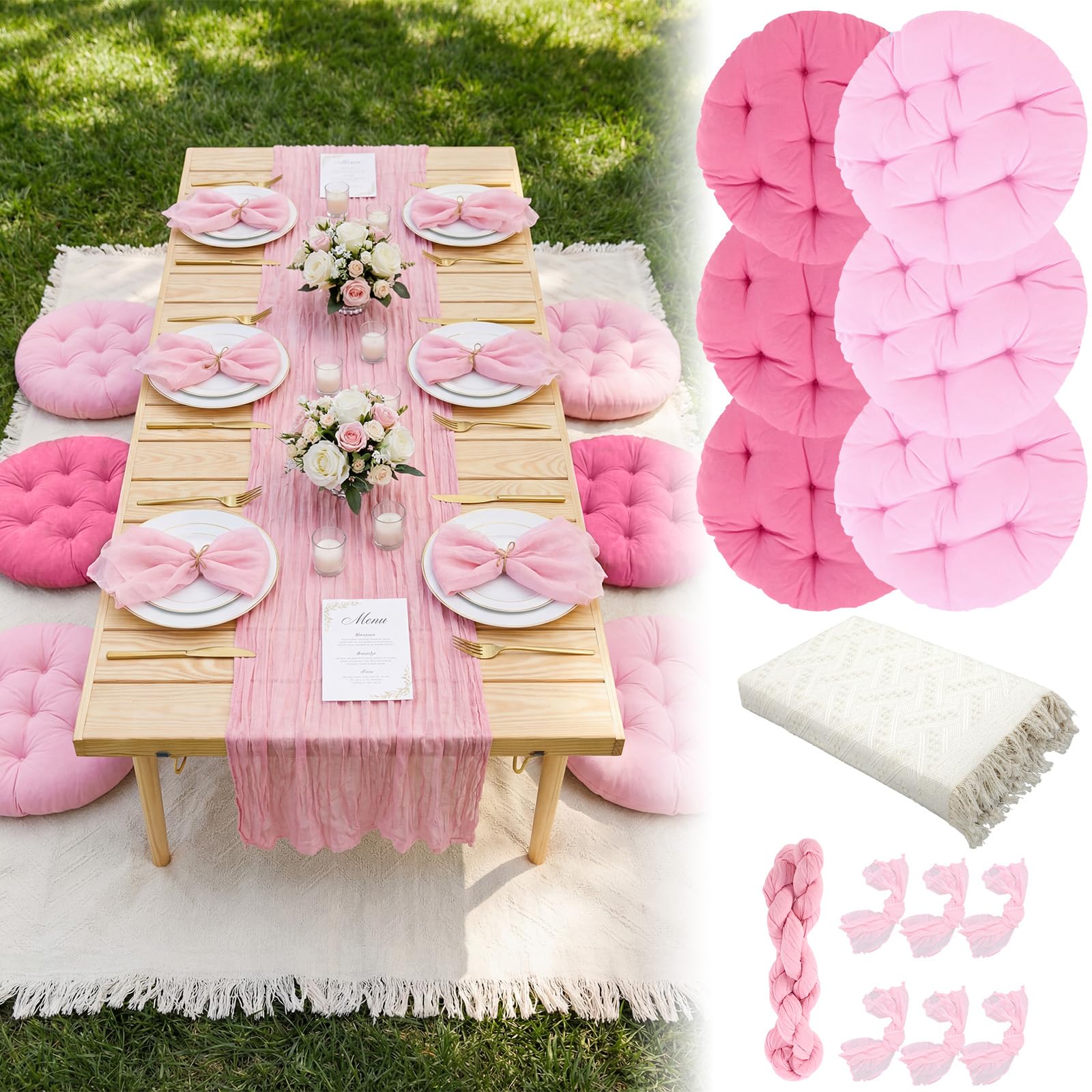 Photo 1 of 6 Pink Floor Pillows Cushions for Picnic Party