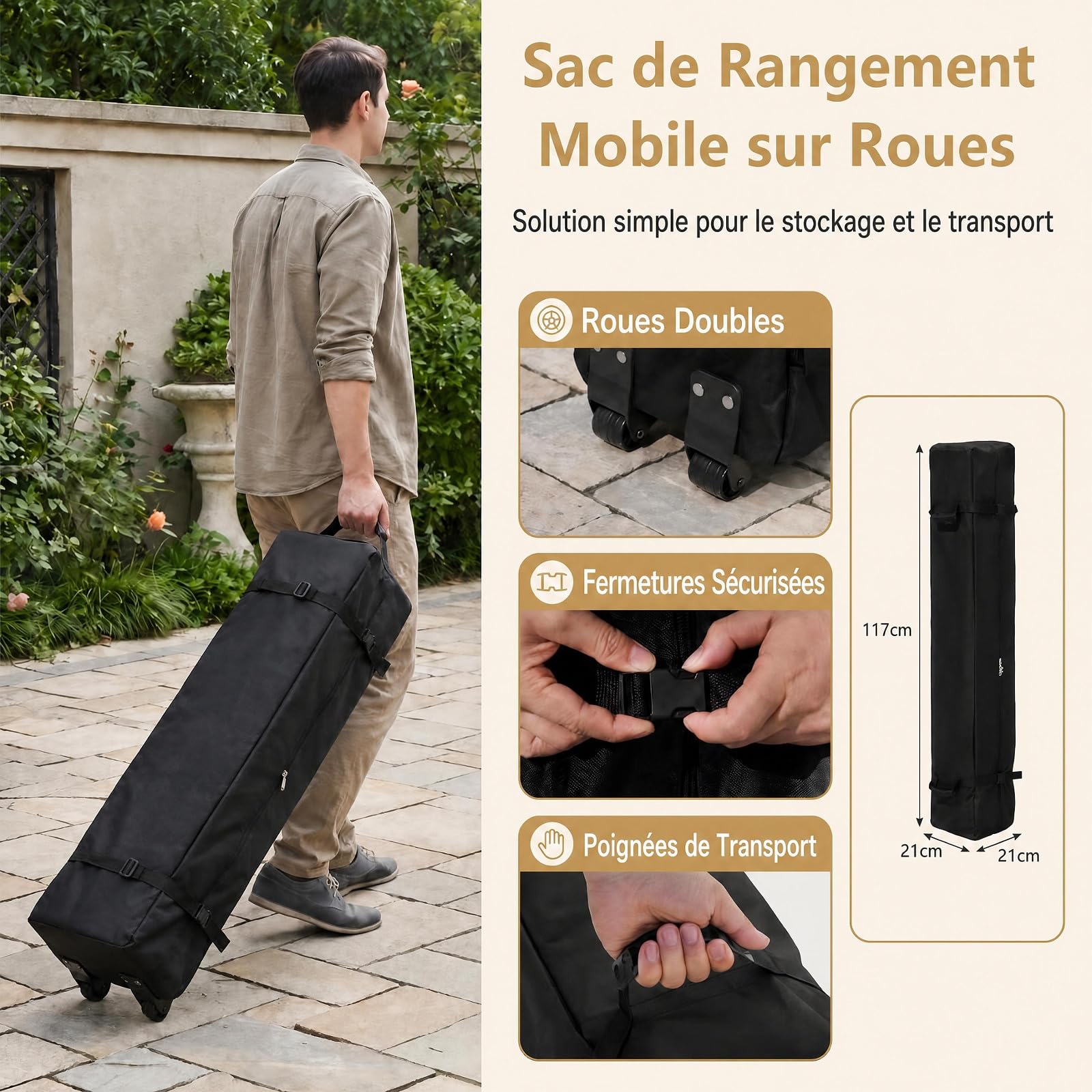 RELAX4LIFE Tonnelle Pliante 3x3 Imperméable avec Parois, Barnum Pliant 3x3 Facile à Monter, UV50+, Cadre Métallique, Sac de Sable, Sac à roulettes, Tente de Réception pour Camping Marché (Blanc)