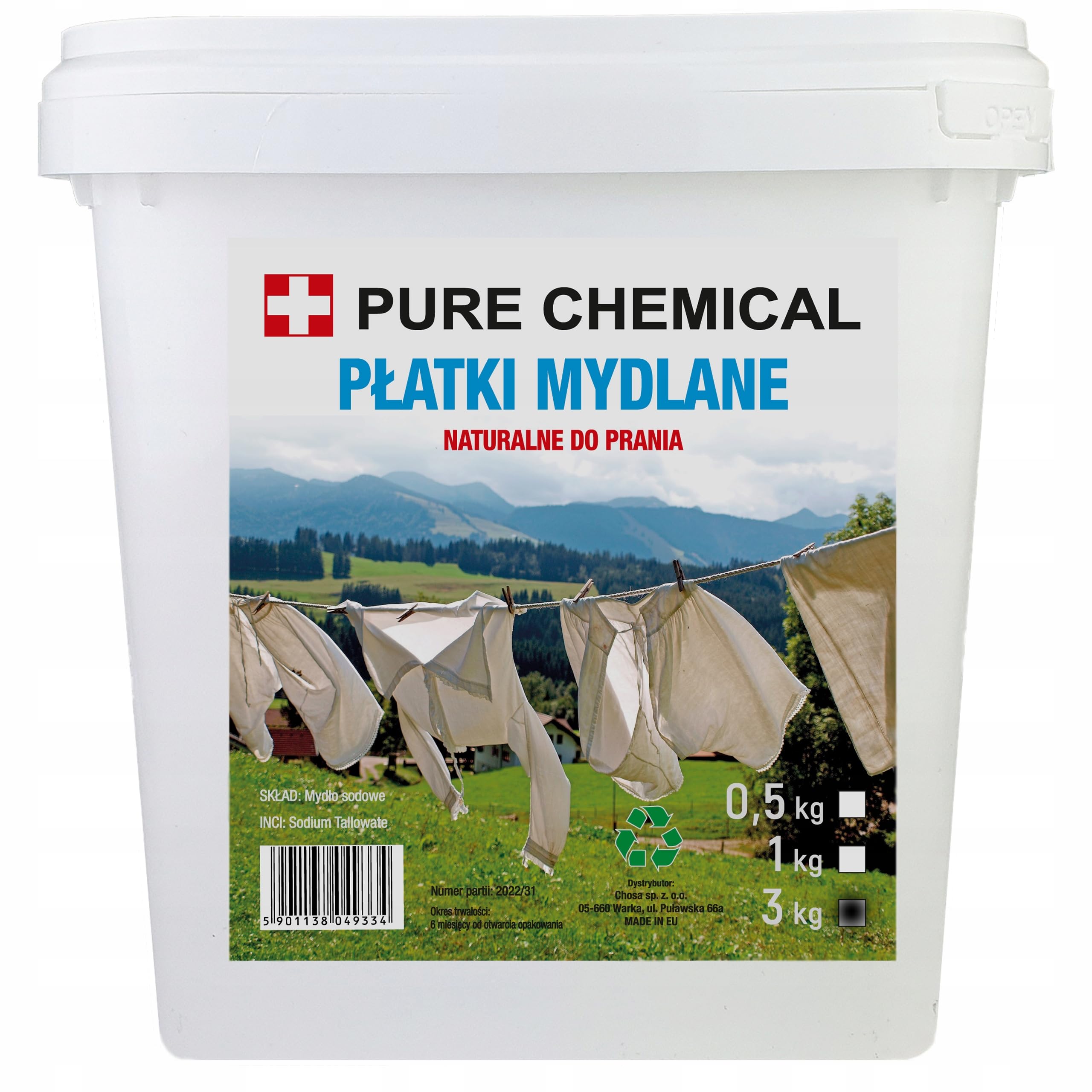 PURE CHEMICAL Płatki Mydlane Do Prania Mydło W Proszku Naturalne 3Kg (3kg)