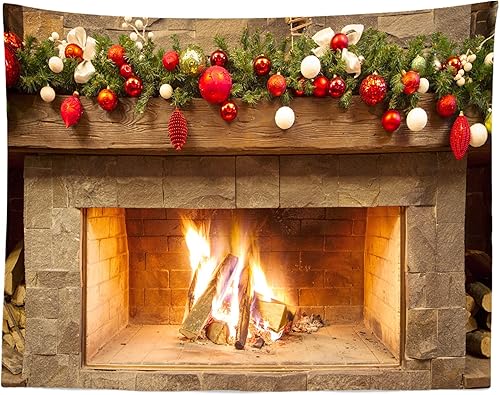 BELECO Tapiz de Navidad para colgar en la pared, tapiz de Navidad con bolas de Navidad, decoración de pared de 80 x 60 pulgadas, decoración de