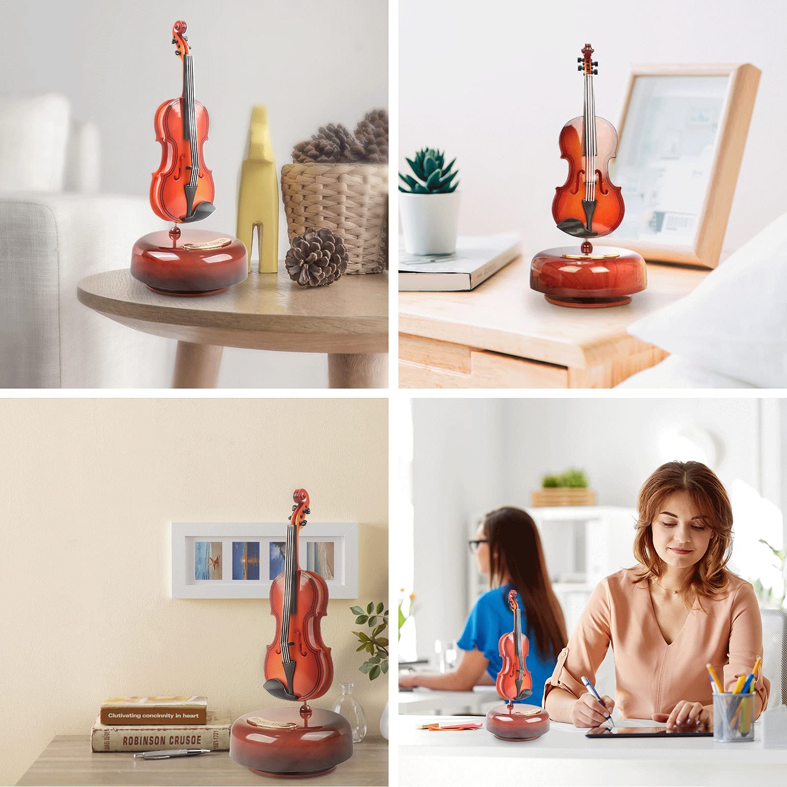 【 希少 】ヴィンテージ 全長40㎝ ヴァイオリン型オルゴール付き 小物入れ 楽天市場】バイオリンオルゴール 360°回転可能 クリエイティブ