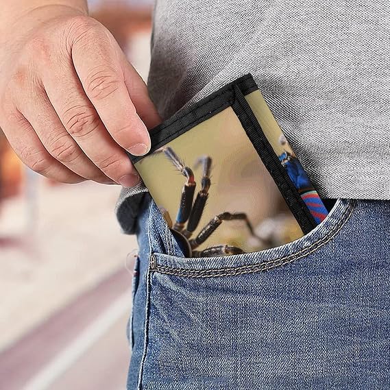 Peacock Spider Trifold Wallet Front Pocket Coin Purse - Slim Credit Card Holder for Men & Women