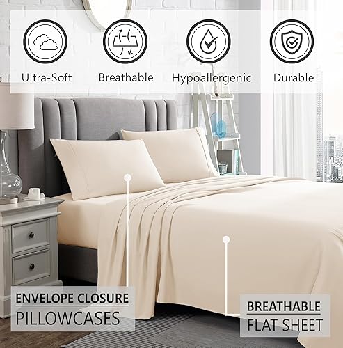Miniatura 5 de American Home Collection Juego de sábanas de tamaño Queen, bolsillo profundo de 16 pulgadas, sábanas de microfibra ultra suave, transpirables,