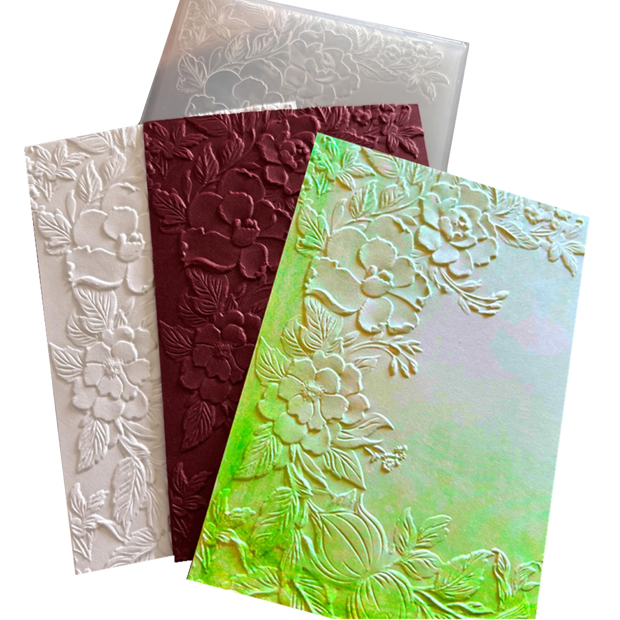 Arbuya 3D Plastic Embossing Folders for Card Making 3 d Flowers Texture Embossing Folder for Scrapbooking Paper Crafting Home Decoration