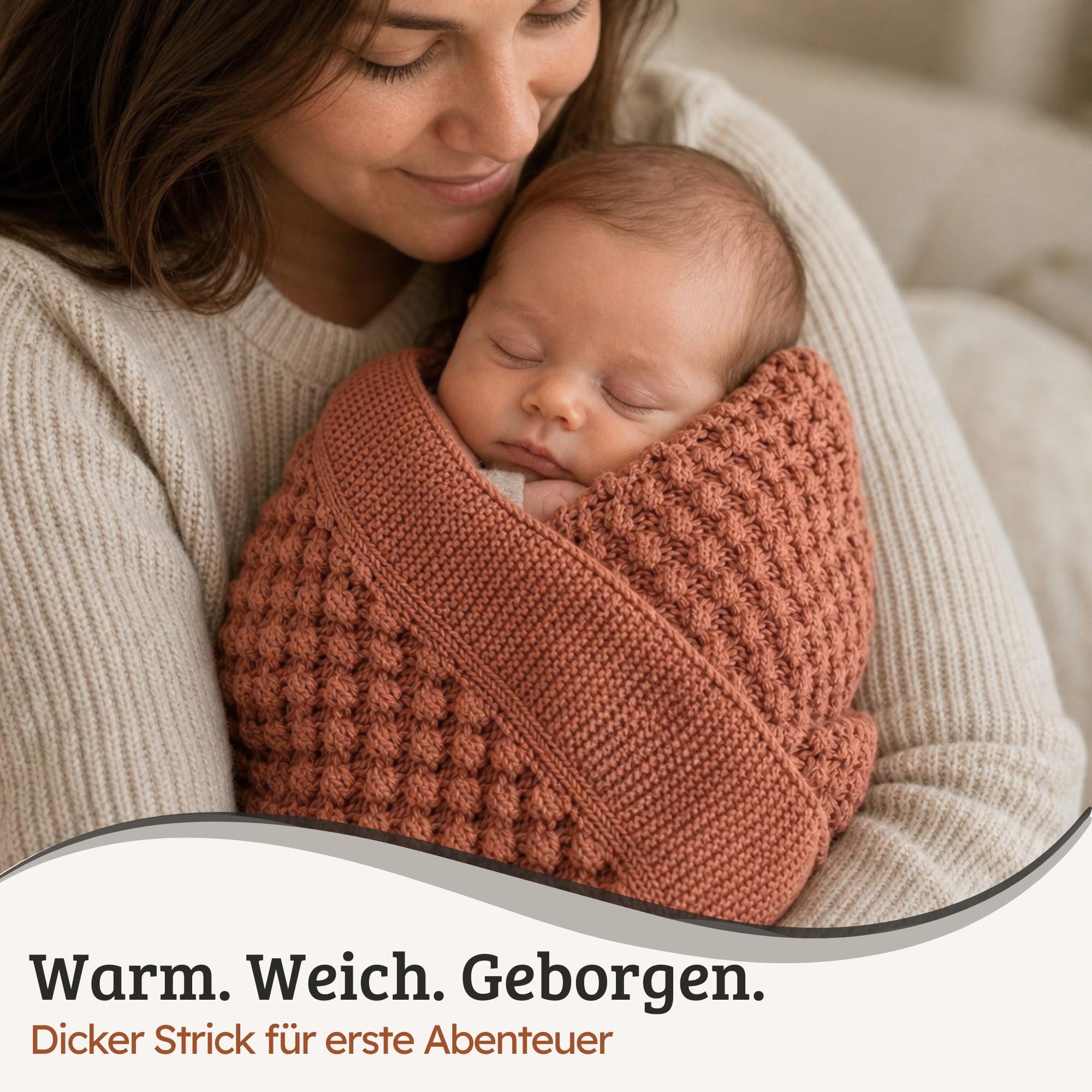 Coperta per neonati in cotone biologico, 100 x 80 cm, maglia spessa, GOTS & Oeko-TEX® Standard 100, facile da pulire 40 °C, passeggino e viaggio, blu fumo