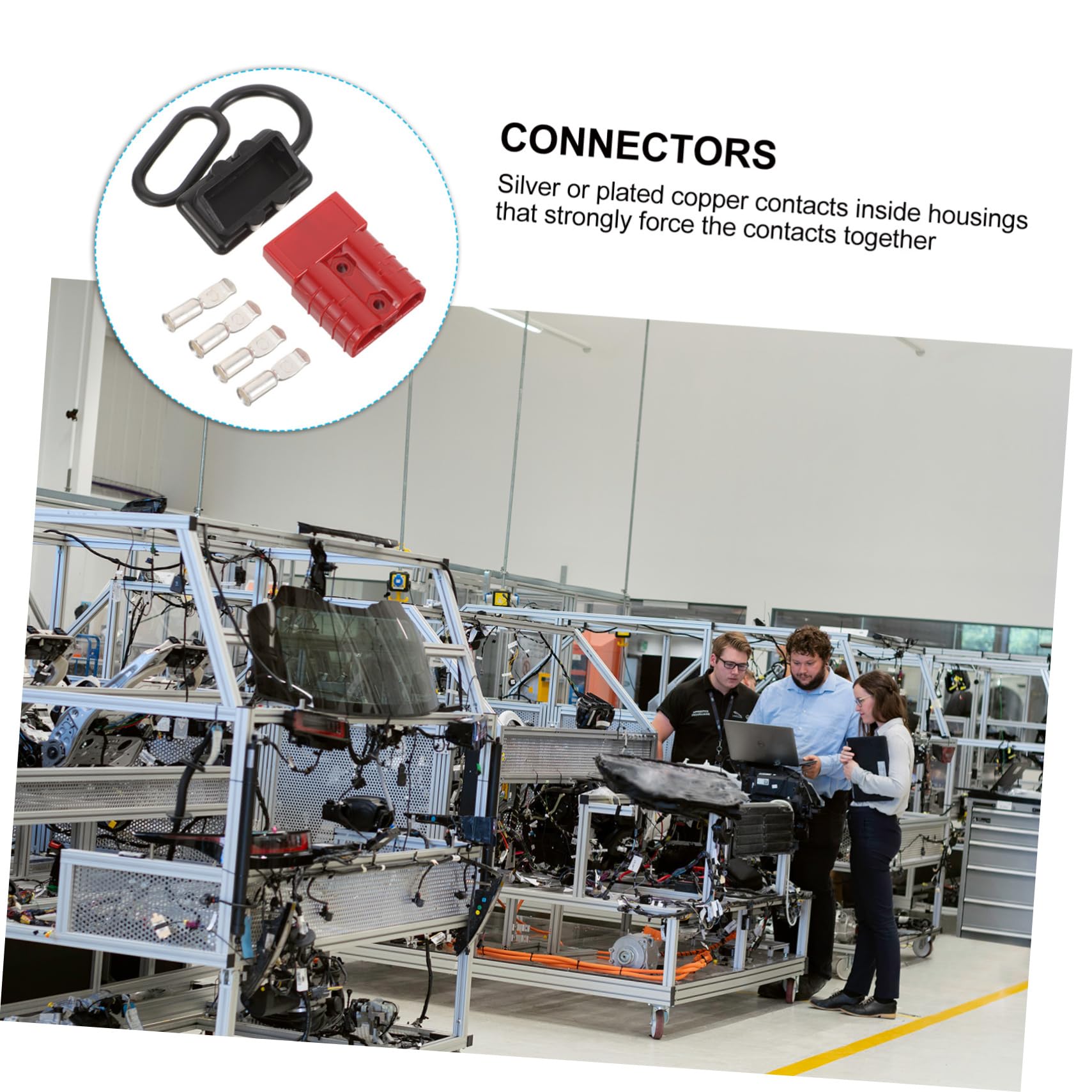 Connettore di Potenza a Due Poli Rosso A0190 per Moduli di Alimentazione e Verricelli, con Rivestimento in Rame e Argento, Protezione Ul94 V-0, Connessione Rapida e Sicura