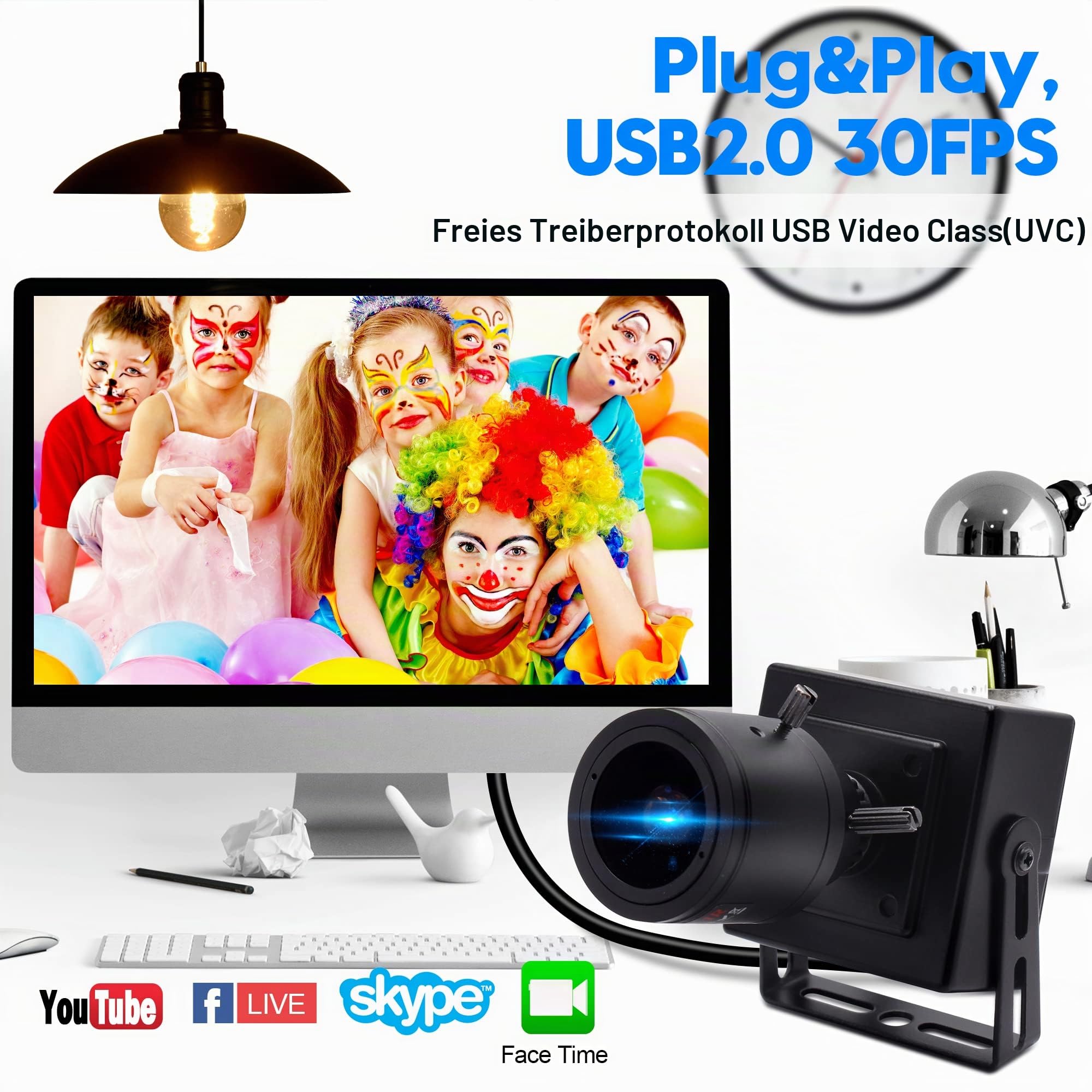 ELP Varifokus Objektiv Web Kamera 1080P USB Computer Business Webcam,2.8-12mm Zoom Objektiv,Weitwinkel,Plug & Play,2 Megapixel IMX323 Sensor 0.01Lux Streaming Web Kamera für Windows Android Linux