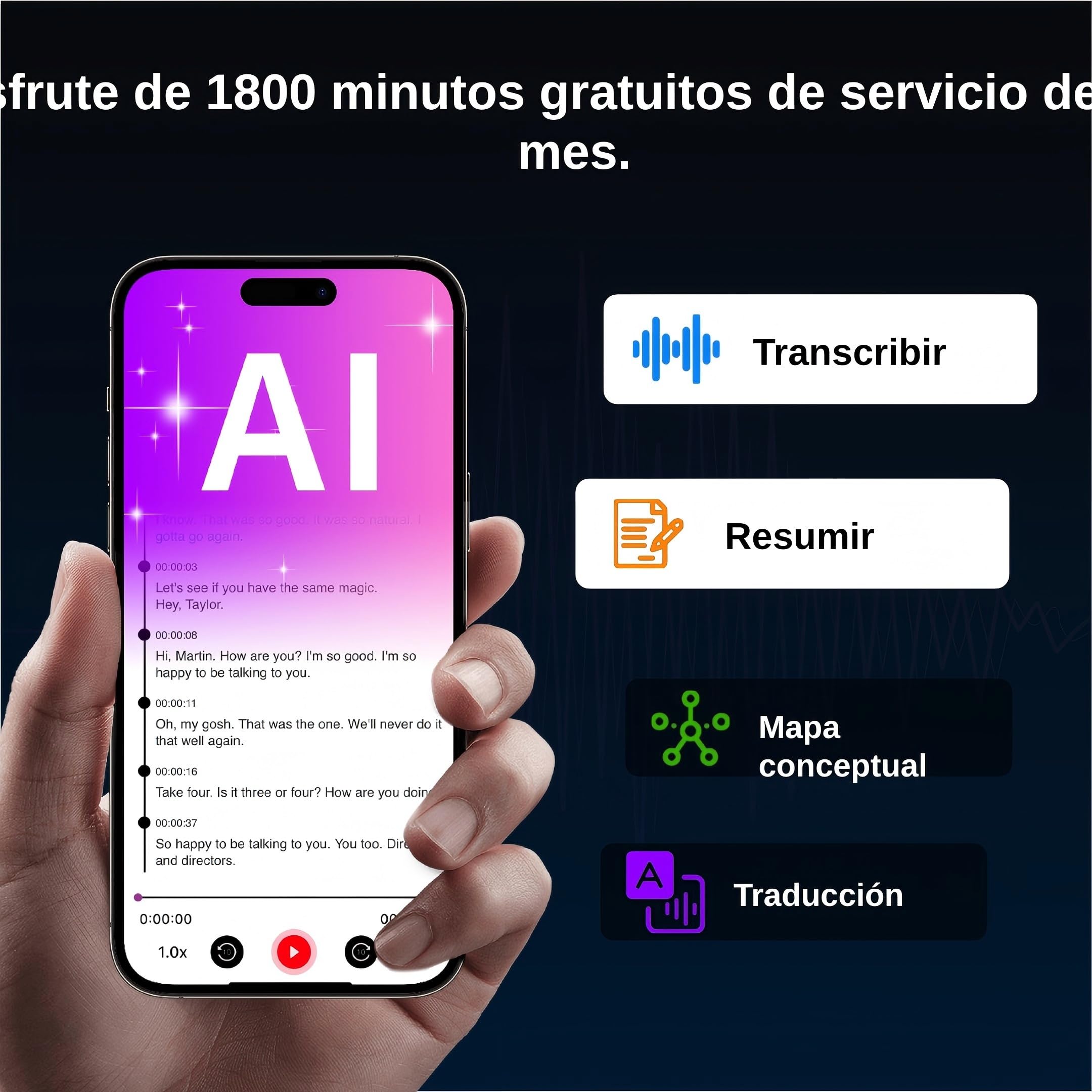 Mini Grabadora de Voz con IA y Transcripción: 6 mm de Grosor, Transcribir y Resumir, Grabadora de Audio Magnética para Smartphone, Reuniones, Clases, Entrevistas