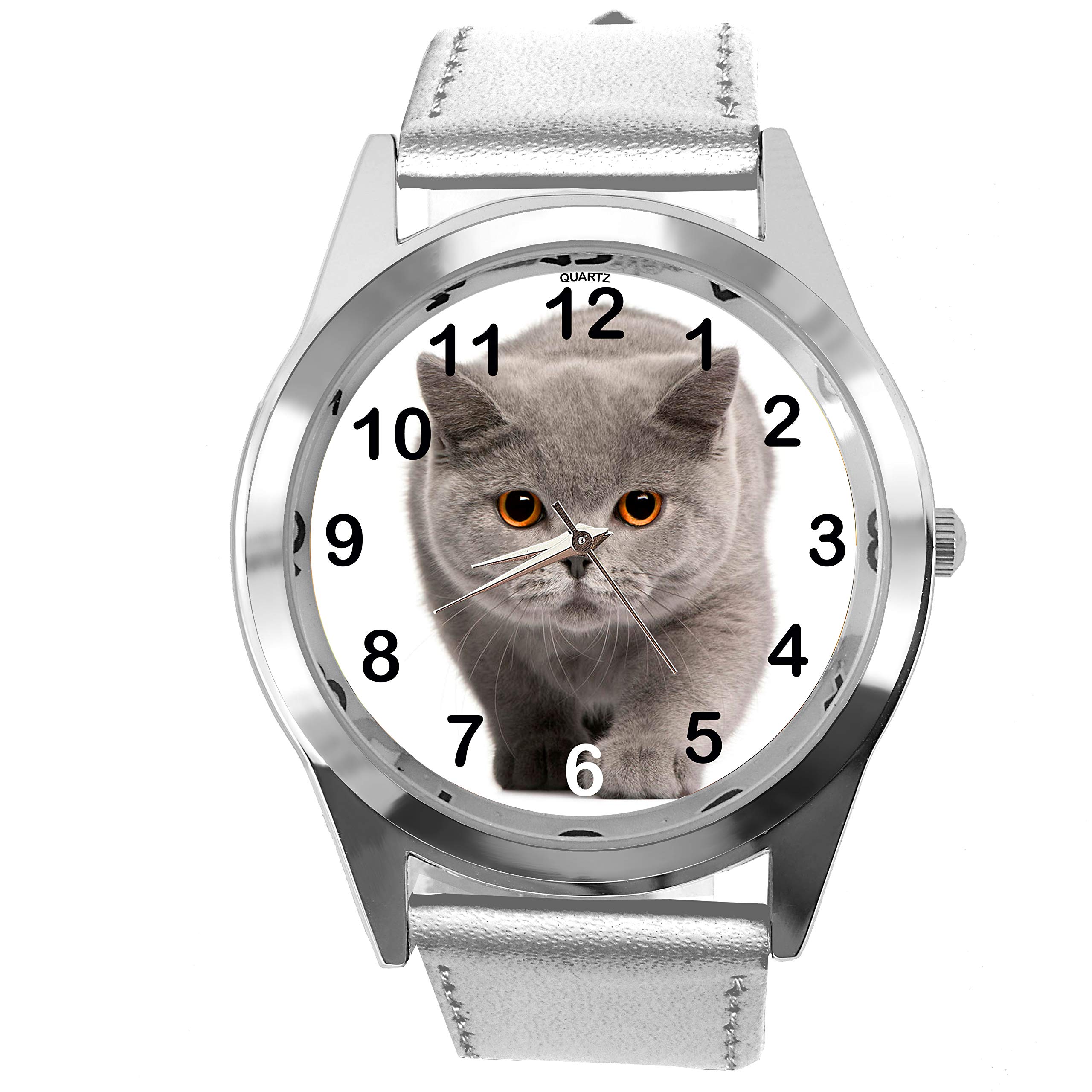 TAPORT Orologio rotondo in pelle argento per Tiger Fans E2, Silver