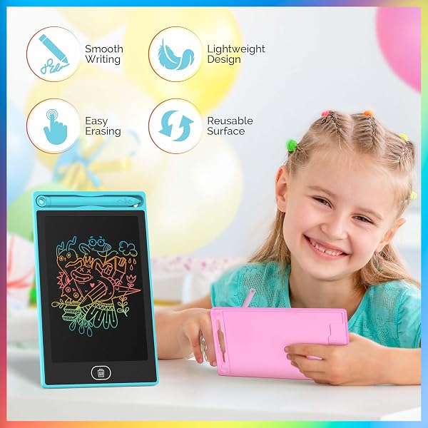 6-Pack LCD Writing Tablet for Kids - Writing Tablets, 6.5" Doodle Board, One-Click Erasure, Easy to Use Drawing Board - LCD Tablet Writing Board Gifts, Kids Drawing Pad Toys - 5