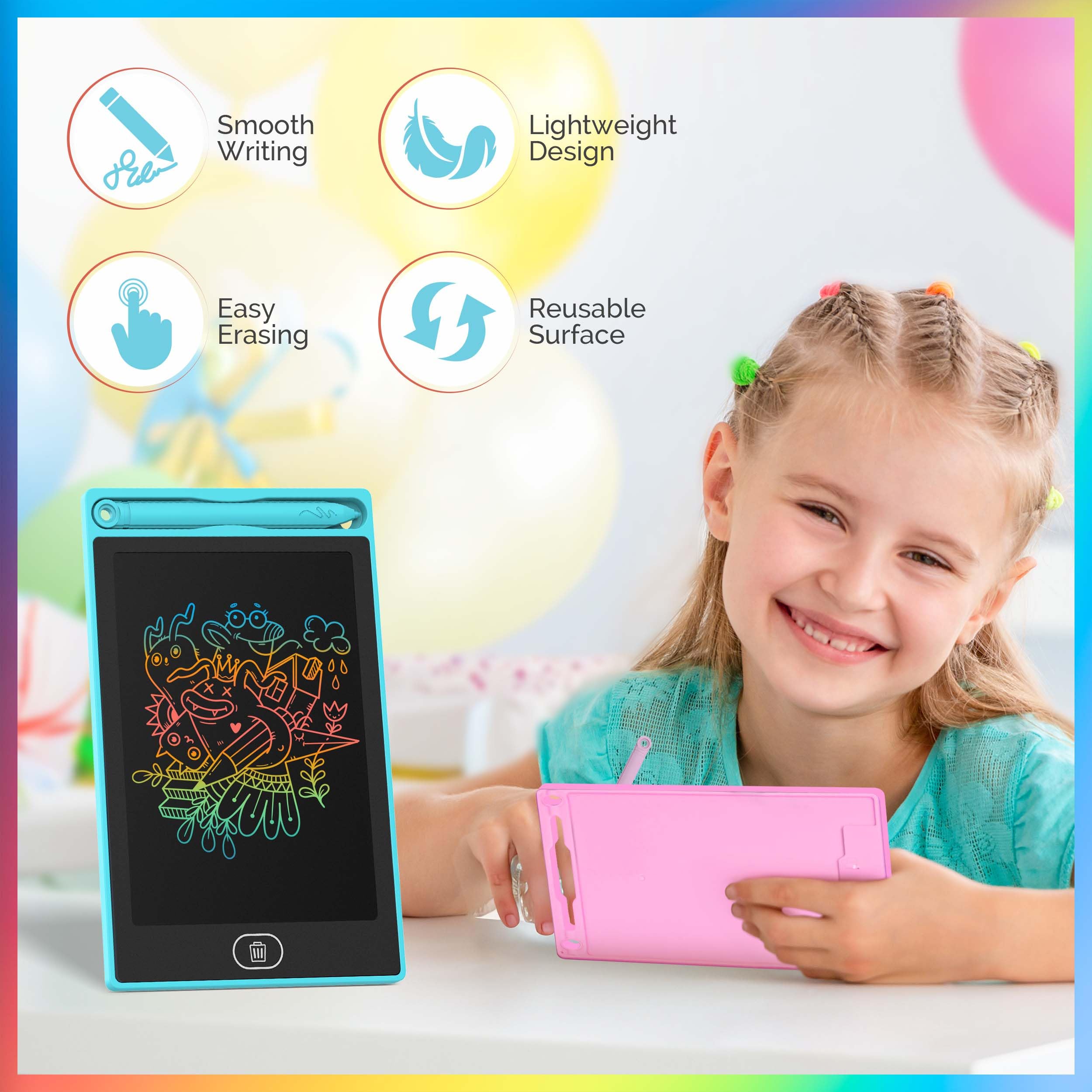 6-Pack LCD Writing Tablet for Kids - Writing Tablets, 6.5" Doodle Board, One-Click Erasure, Easy to Use Drawing Board - LCD Tablet Writing Board Gifts, Kids Drawing Pad Toys — view 5