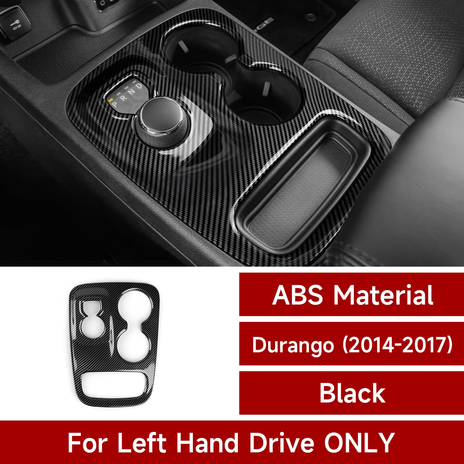 Car Gear Shift Panel Decals for 2014 2015 2016 2017 Dodge Durango Accessories Carbon Fiber Stickers — view 2