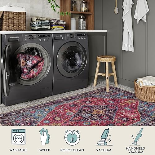 Miniatura 237 de Lahome Tapete tribal bohemio, pequeño, suave, antideslizante, lavable, de pelo corto, para piso en puerta, interior, entrada, baño, silla, Verde