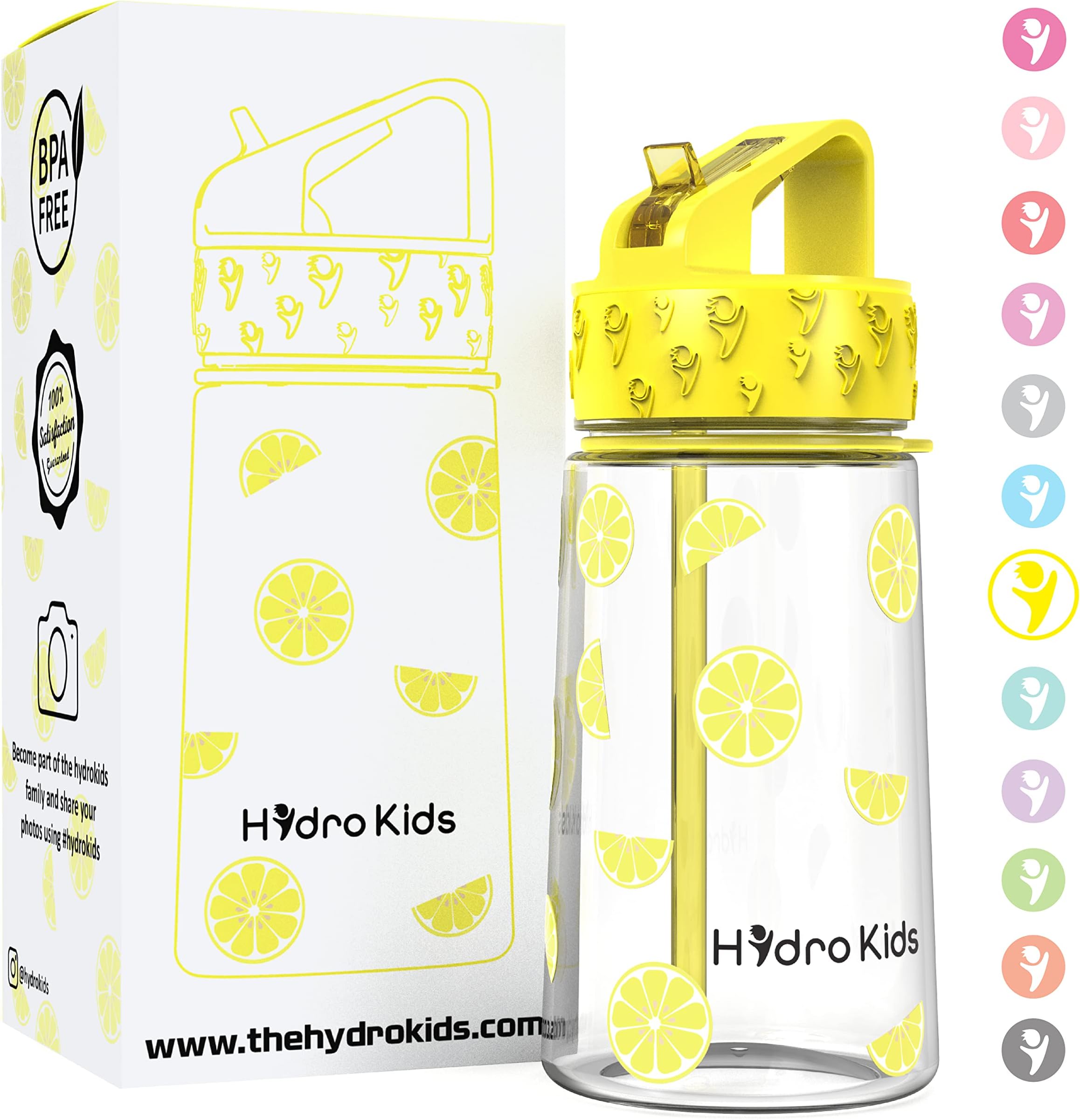 Water Bottle with Straw – 400ml BPA Free Kids Water Bottles for School Travel Sports – Leakproof Childrens Drink Bottle for Girls Boys Childs