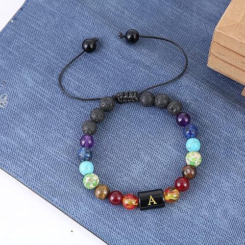 Miniatura 4 de malyunin Pulsera inicial para aliviar el estrés para mujer, pulsera de yoga y chakras para mujeres, pulsera de cristal curativo, pulsera de aceite