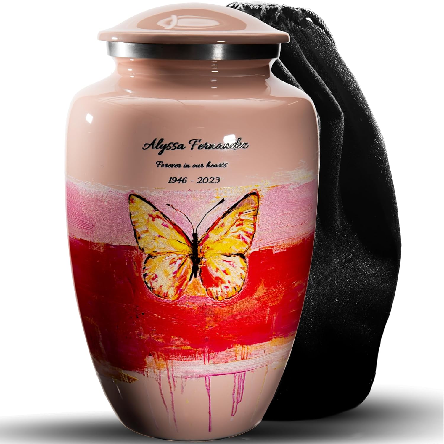 Butterfly Cremation Urns for Human Ashes - Made in U.S.A Cremation Urns, Funeral Urn for Ashes for Women & Men, Decorative Urns - Coral Butterfly Urn, Large (Personalized, Large)
