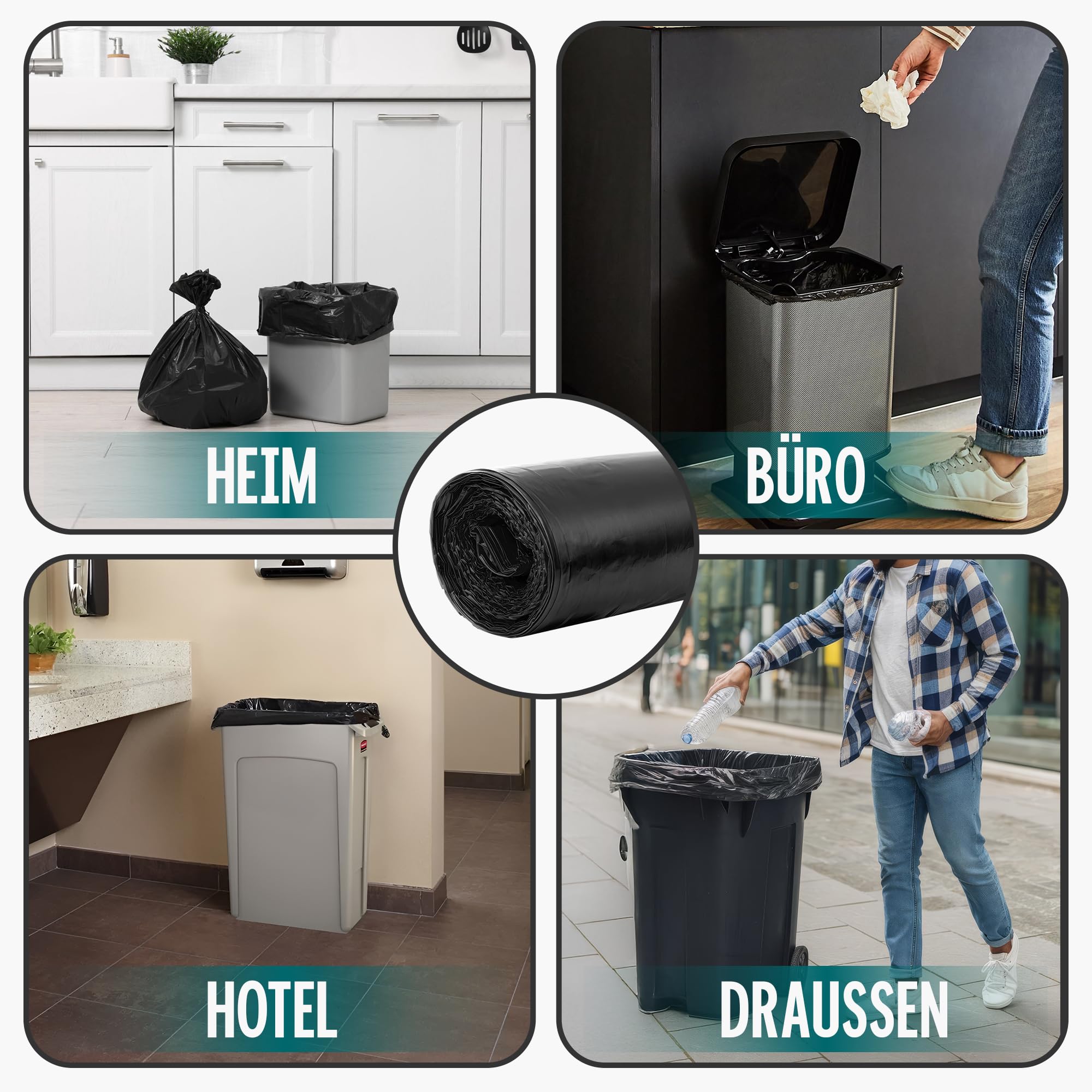 Müllbeutel 380L - Extrem Reißfest, Extra Stark, Ideal Für Haushalt, Garten Und Betrieb -4 x 10er Rolle, Schwerlast Müllsäcke Für Renovierung Und Gewerbe-Abfälle, Große Müllsäcke, LDPE