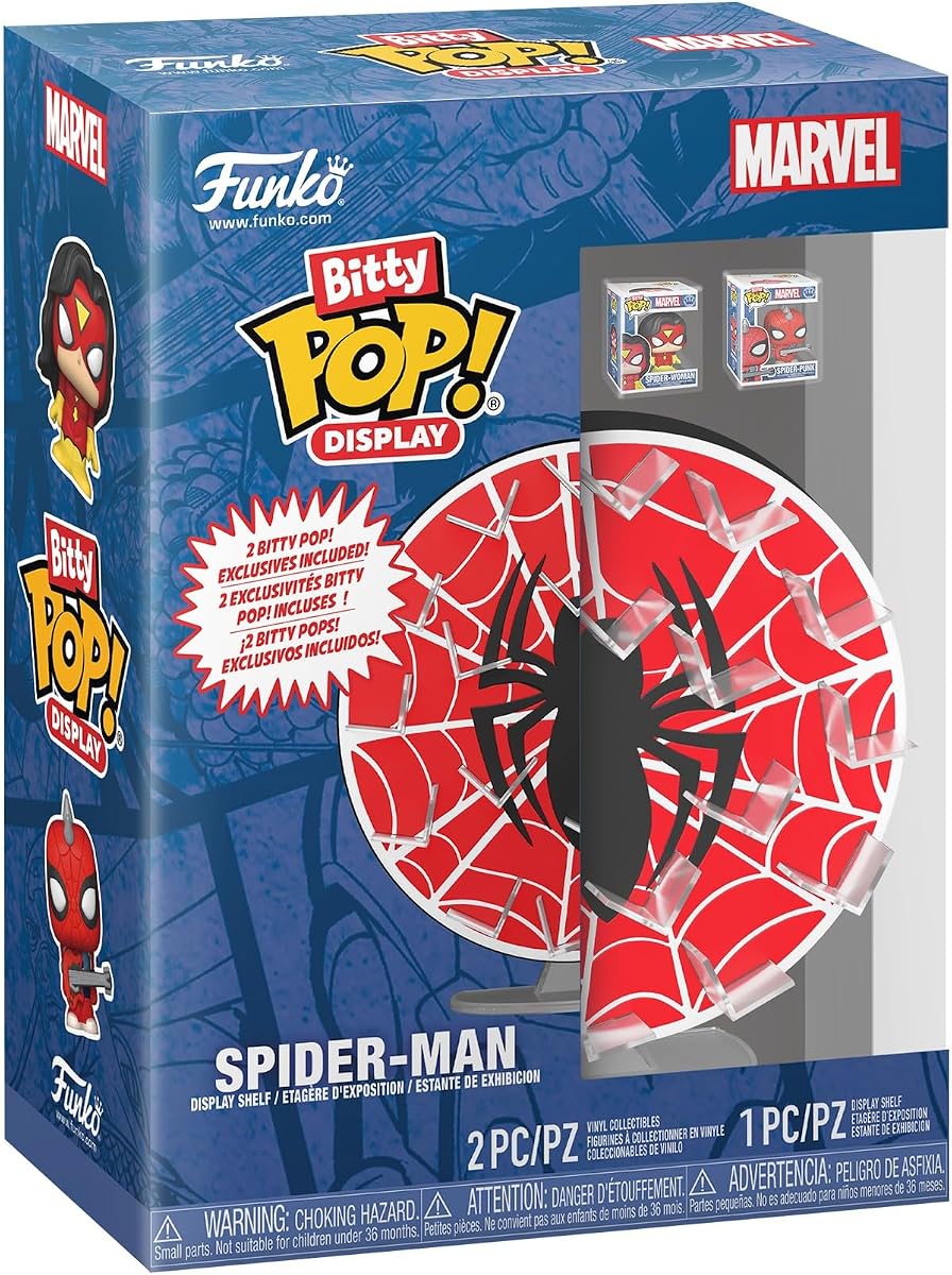 Funko Bitty POP! Pantalla: Telaraña de Spider-Man con Mujer y Spider-Punk | Mercancía oficial de superhéroes - Juguete coleccionable - Idea de regalo de cumpleaños para fanáticos y coleccionistas