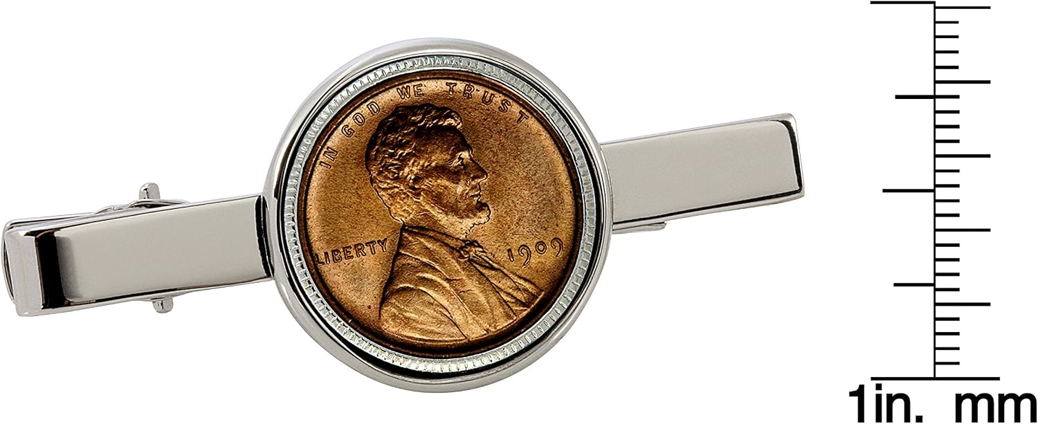 American Coin Treasures 1909 First-Year-of-Issue Lincoln Penny Silvertone Tie Clip