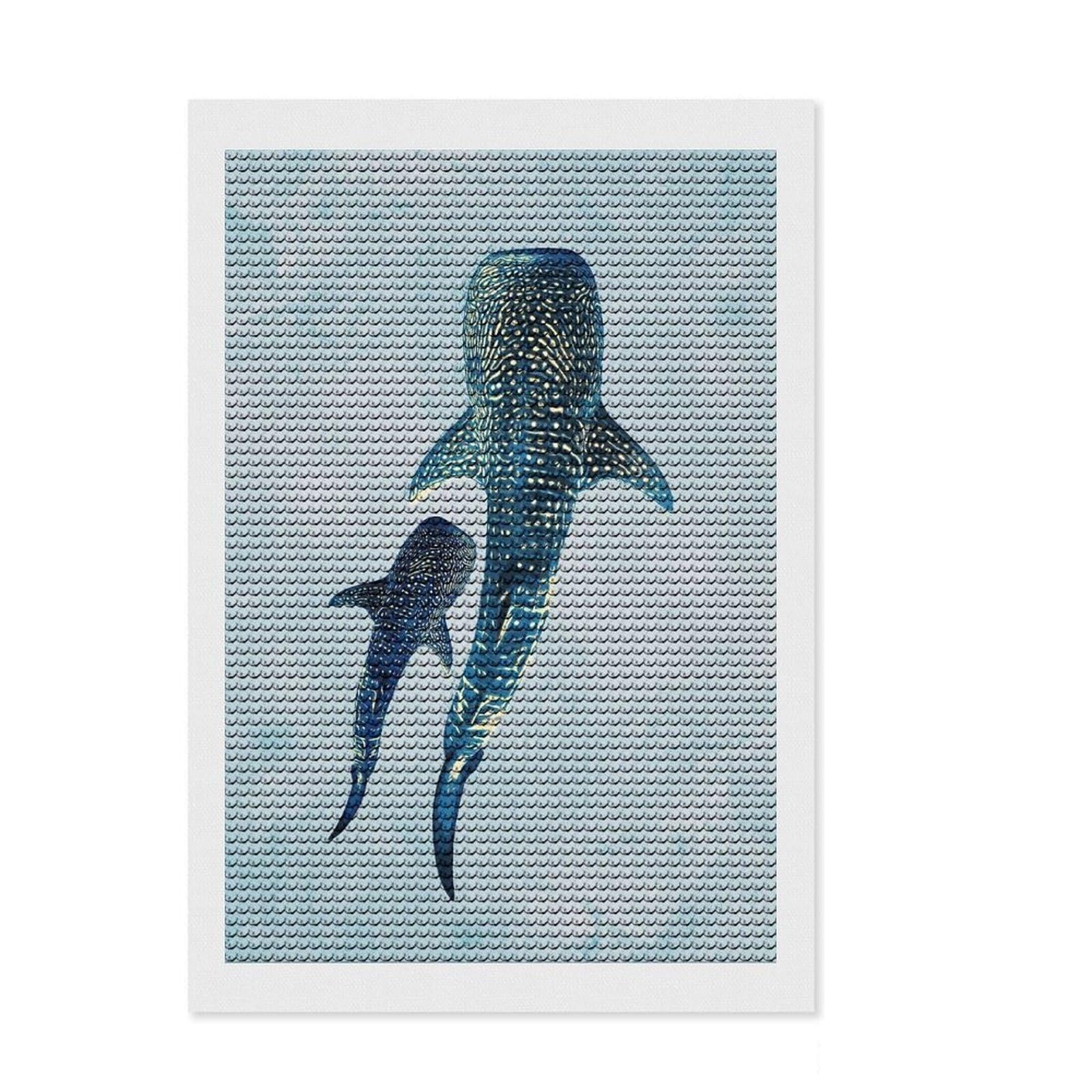 Junmoney Ocean Giants Diamond Painting Set 8"x12", Christmas Gift, Adhesive Canvas, Vintage Style Decor, Canvas Picture, Round Gems
