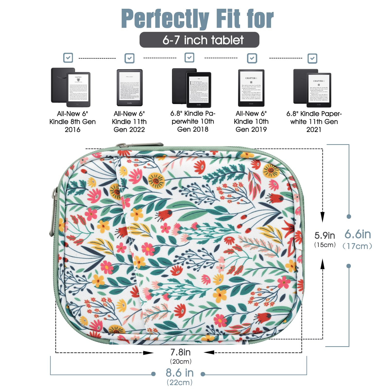 TiMOVO Custodia per Tablet Kindle Paperwhite/Colorsoft Signature Edition 6-7 Pollici, Protettiva con Tasca Fiori