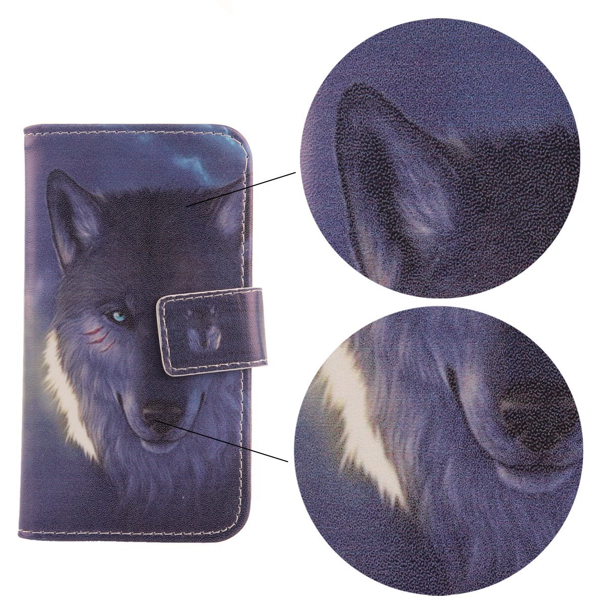 Custodia Portafoglio In PU Pelle Per Wiko Y80 | Design Lupo (Wolf) | Guscio Protettivo Con Slot Per Carte | Cover A Libretto Con Chiusura Magnetica - 2