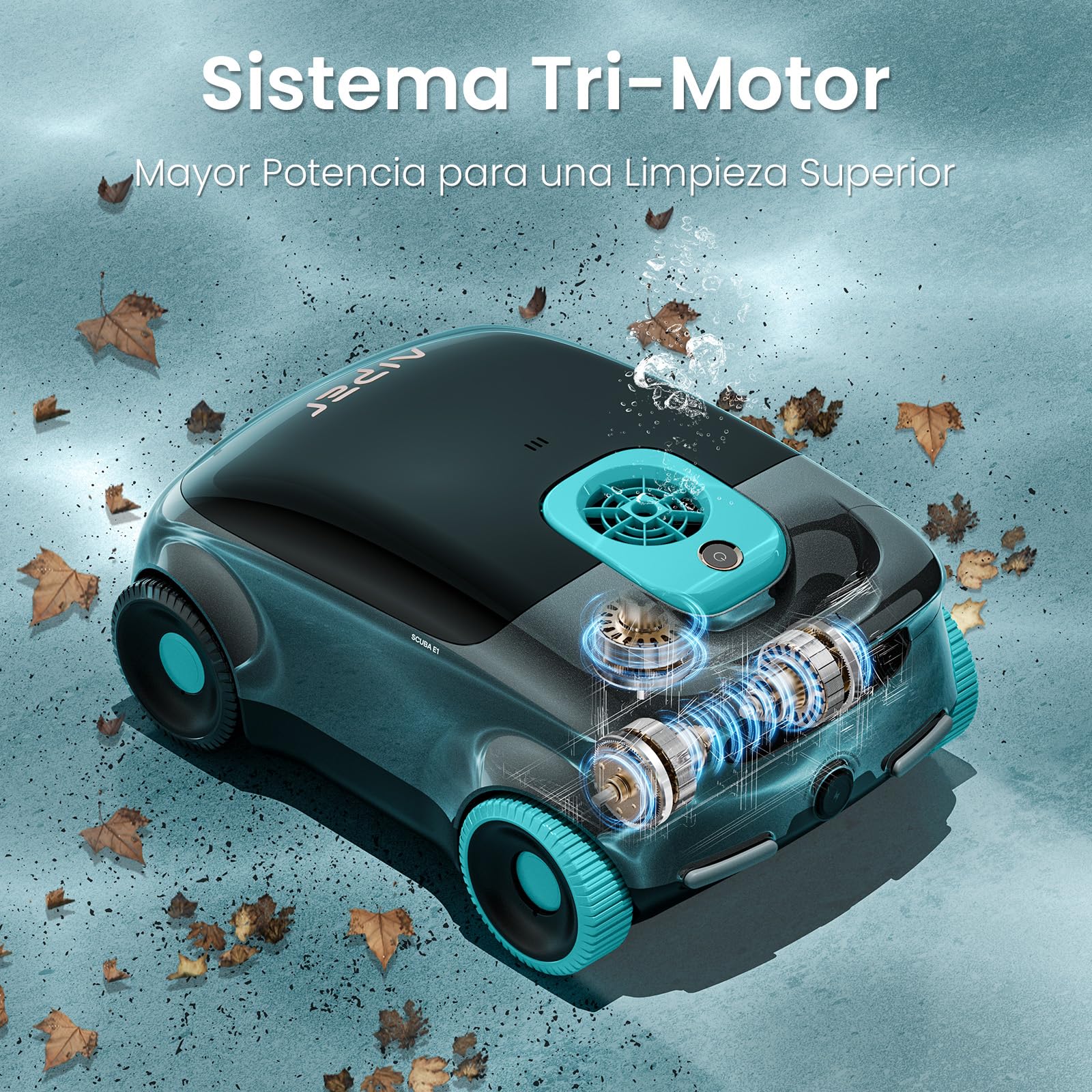 AIPER Scuba E1 Robot Limpiafondos Piscina, Aspirador Piscina Automatico para Sistema de Doble FiltracióN, 130 Minutos de DuracióN de La BateríA, Ideal para Piscinas Planas de hasta 100㎡