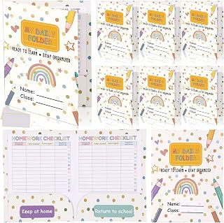 12 Pcs Homework Folders with Pockets for Student Take Home Folders | Classwork Folders, Homework Folders Bulk, Back to School Gifts, Files and Paper Folds, Elementary School Supplies for Kids
