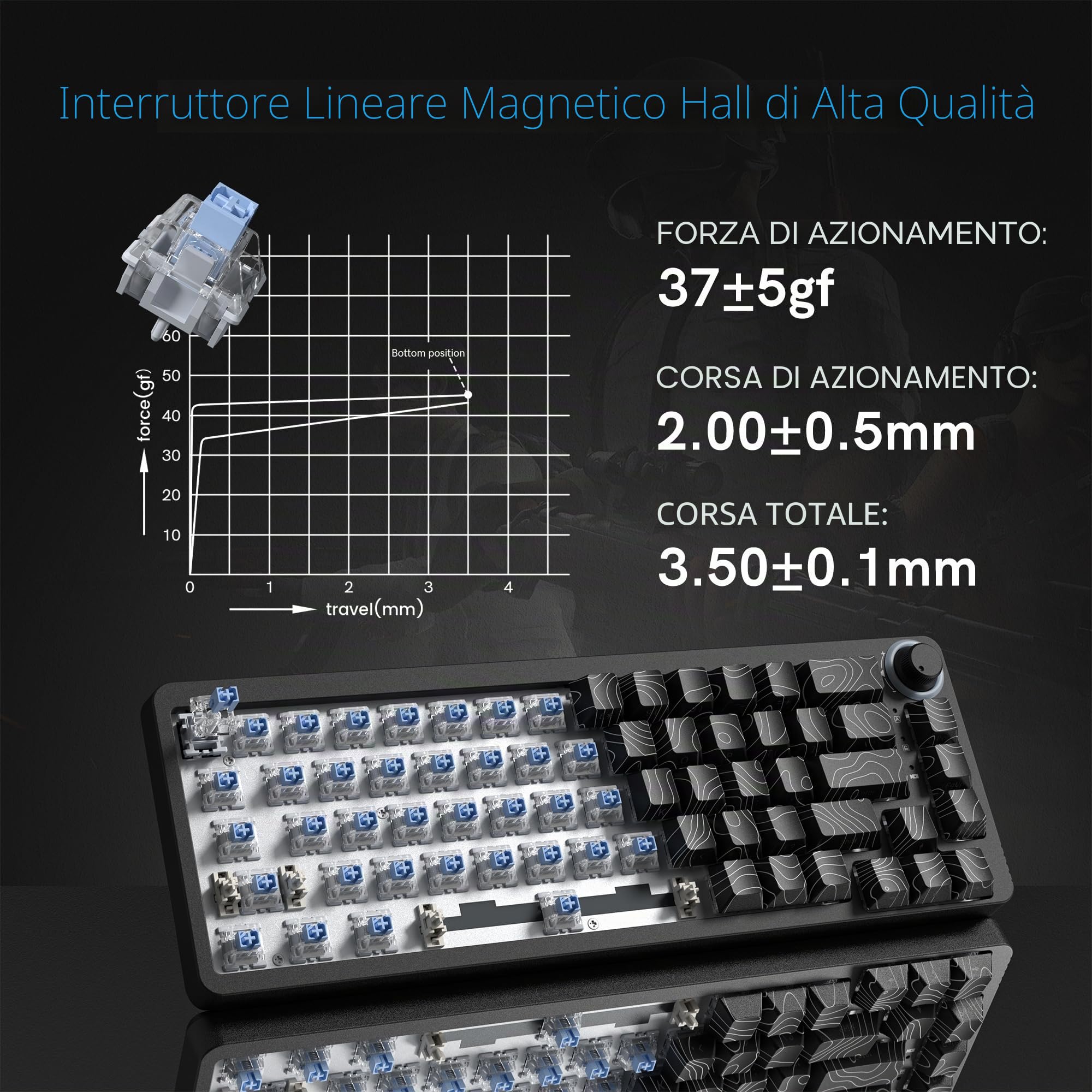 Womier Tastiera M68 HE V2 60% con trigger rapido, tastiera topografica da gioco effetto Hall, tastiera meccanica RGB personalizzata cablata con interruttore magnetico, copritasti in PBT per Mac/Win