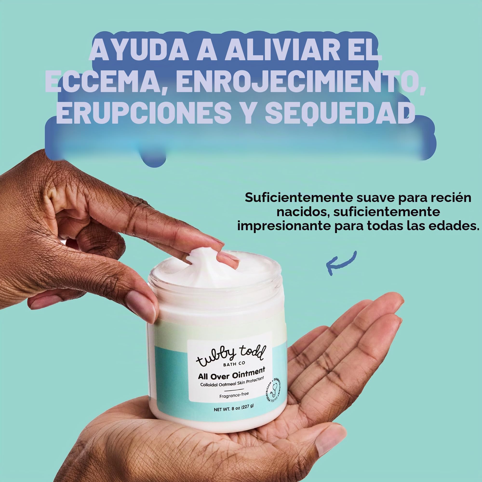 Tubby Todd All Over Ungüento para bebés, crema multiusos para eccema de bebé para piel sensible, piel seca, erupción cutánea, irritación, paquete de 2 unidades, 8 onzas, sin fragancia