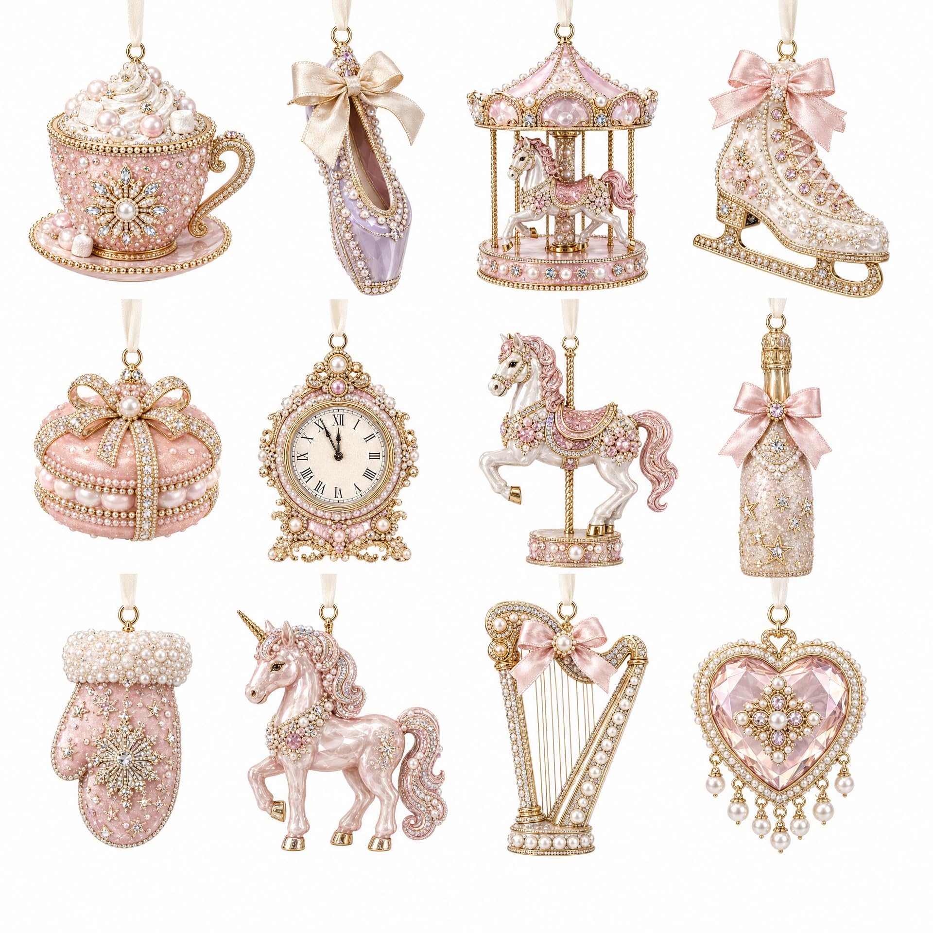 DualBlades 12pcs Diamond Art Christmas Ornaments, DIY Pearl Diamond Art Kits for Adults Hanging Pendant Style Pearl Art Kits for Adults Christmas Decor Craft (Style F) — image 1