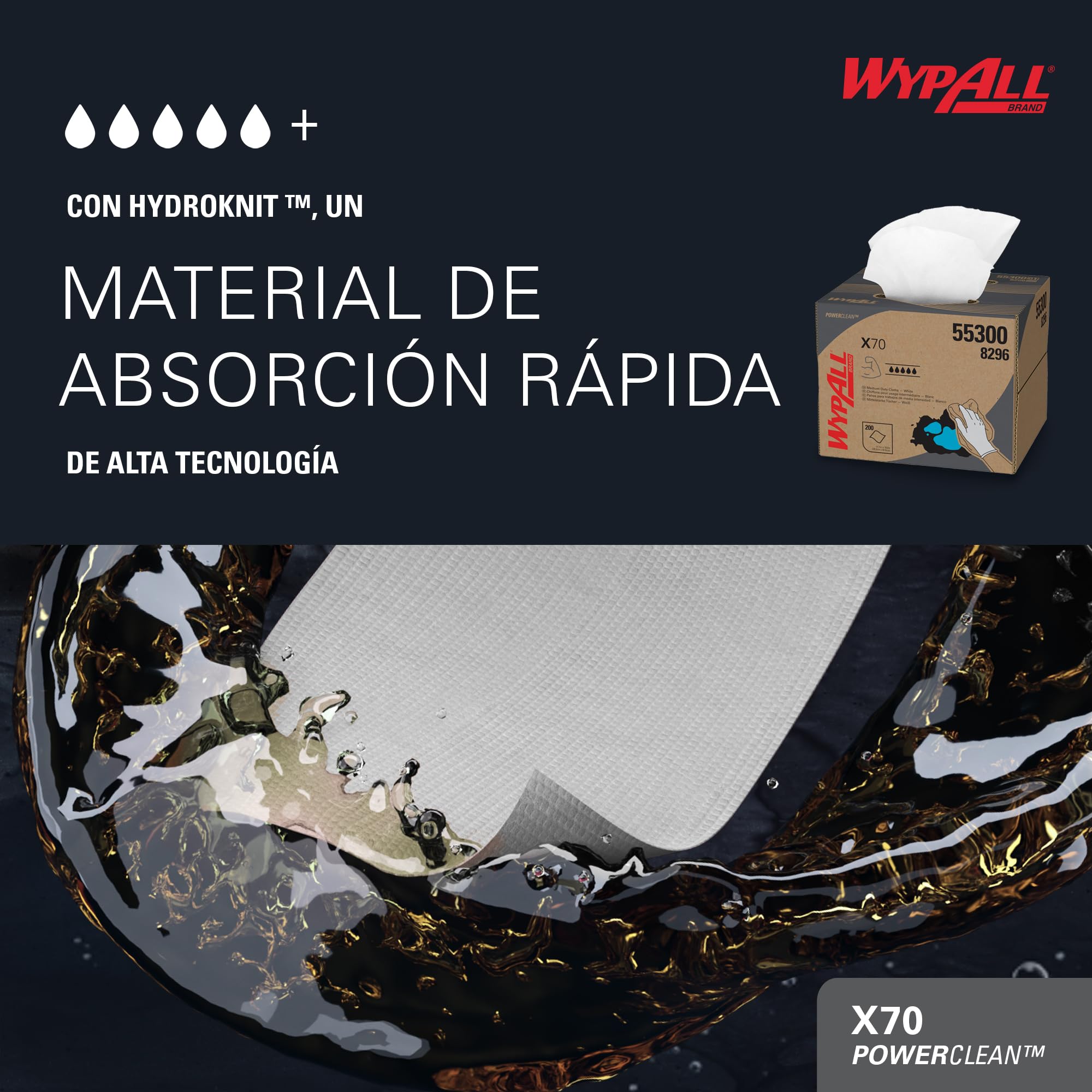 WypAll® X70 Paños de limpieza, 1 BRAG Box x 192 paños blancos de 1 capa, Número de modelo 8296