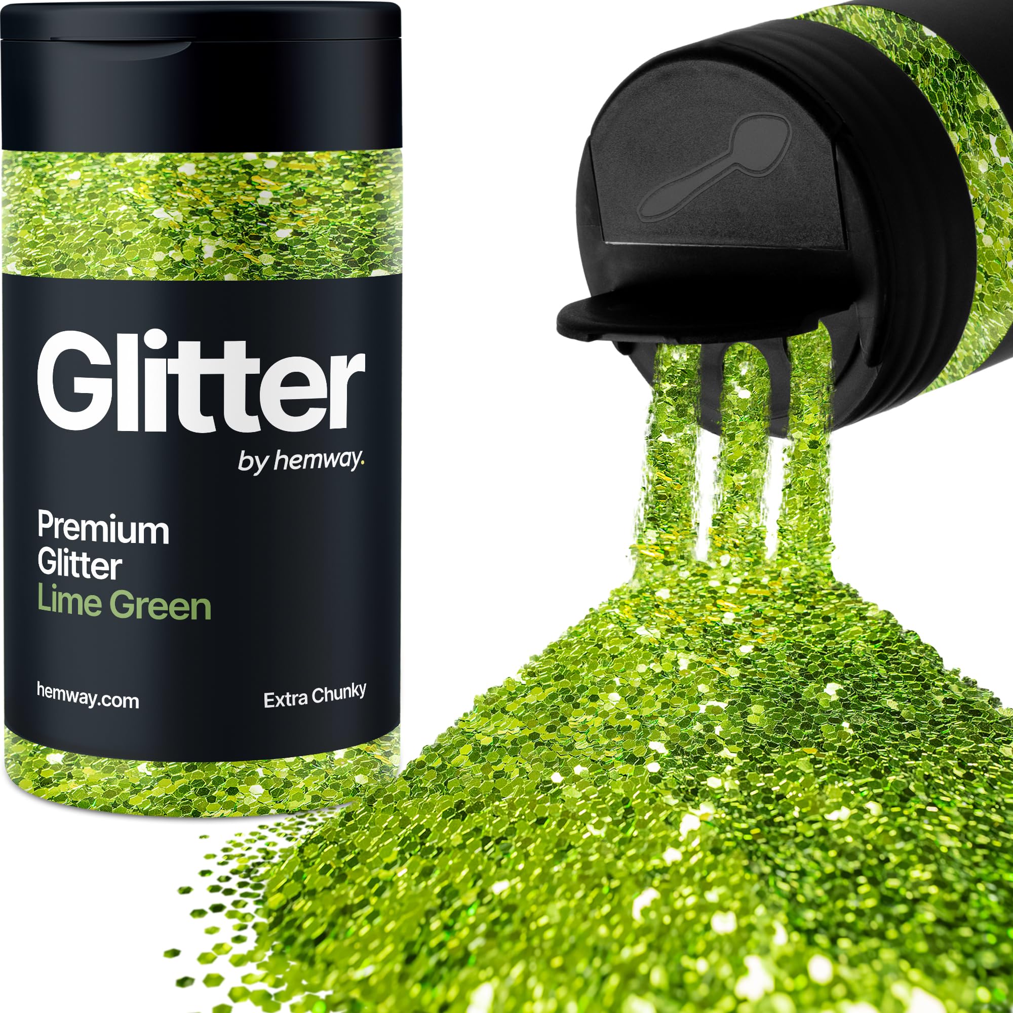 Lime Green Glitter Shaker, 130g Extra Chunky Glitter, Crafts 1/24" Metallic Flake Lime Green Sequins, Resin & Epoxy Crafts