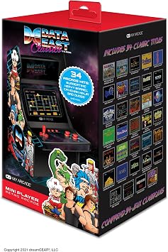 My Arcade Data East Classics Mini Player - 10 Inch Mini Arcade Machine Cabinet - 34 Retro Games Included - Heavy Barrel, Caveman Ninja, and More - Licensed Collectible