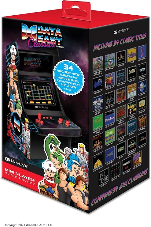 My Arcade Data East Classics Mini Player - 10 Inch Mini Arcade Machine Cabinet - 34 Retro Games Included - Heavy Barrel, Caveman Ninja, and More - Licensed Collectible