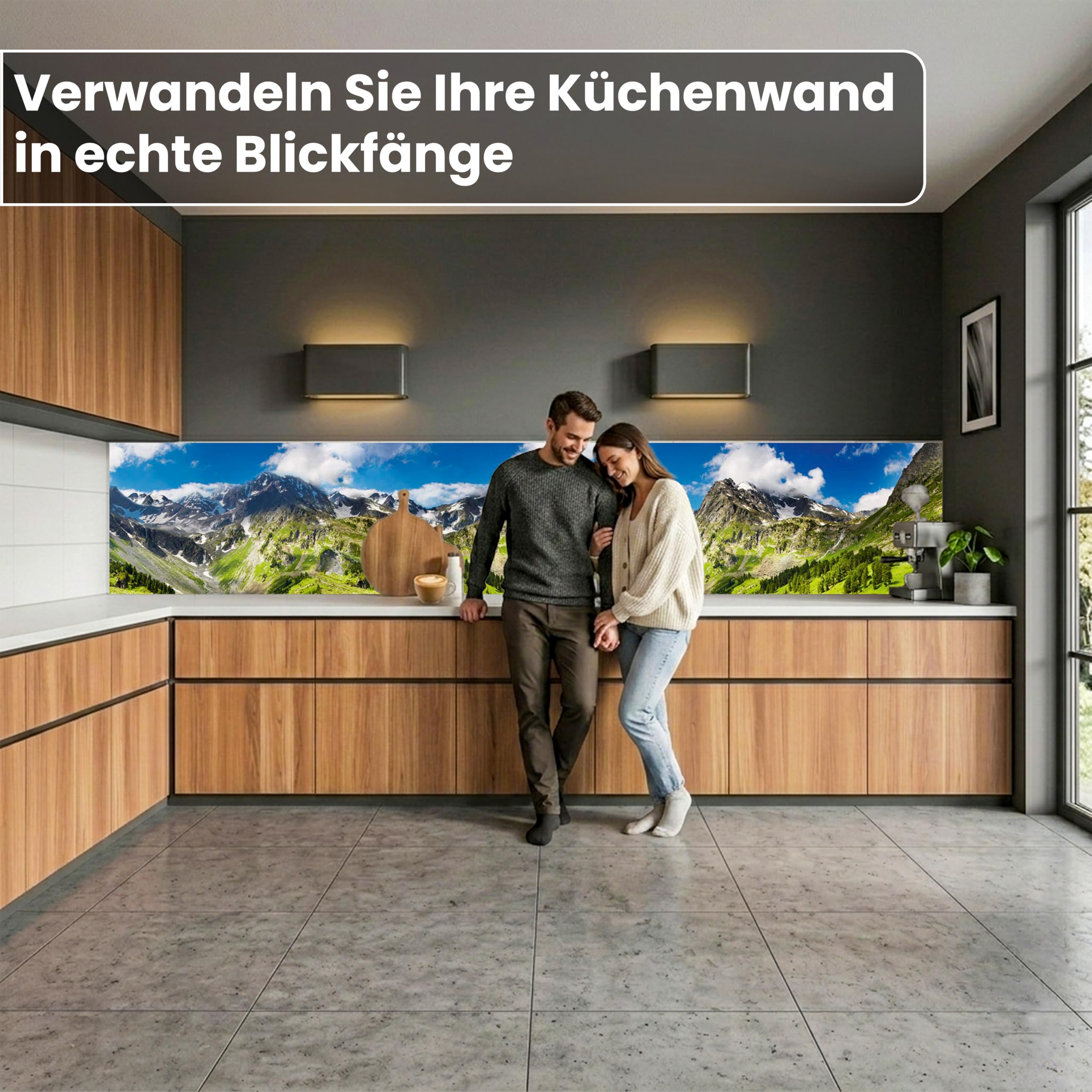 Dimex Küchenrückwand Folie Selbstklebend Berge 420 x 60 cm | Klebefolie - Dekofolie - Spritzschutz für Küche | Made in EU