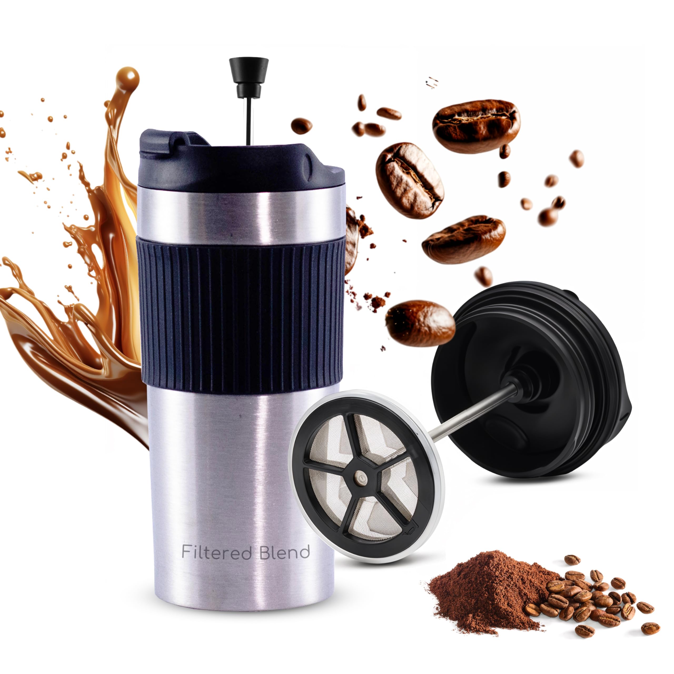 15oz French Press Travel Mug (Silver) thumbnail 8