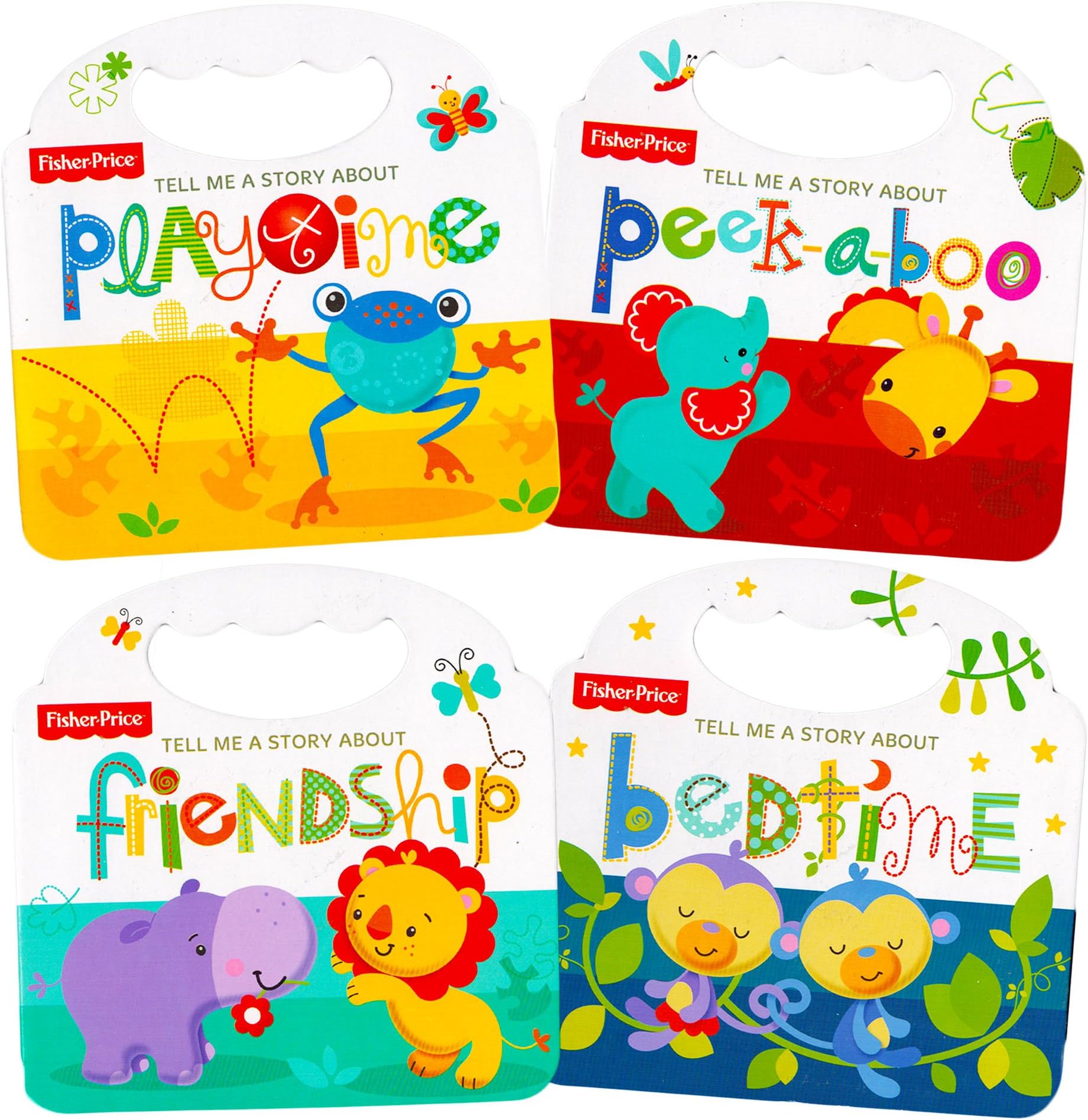 Fisher Price "My First Books" Set of 4 Baby Toddler Board Books (Bedtime, Playtime, Friendship and Peek-a-Boo!)
