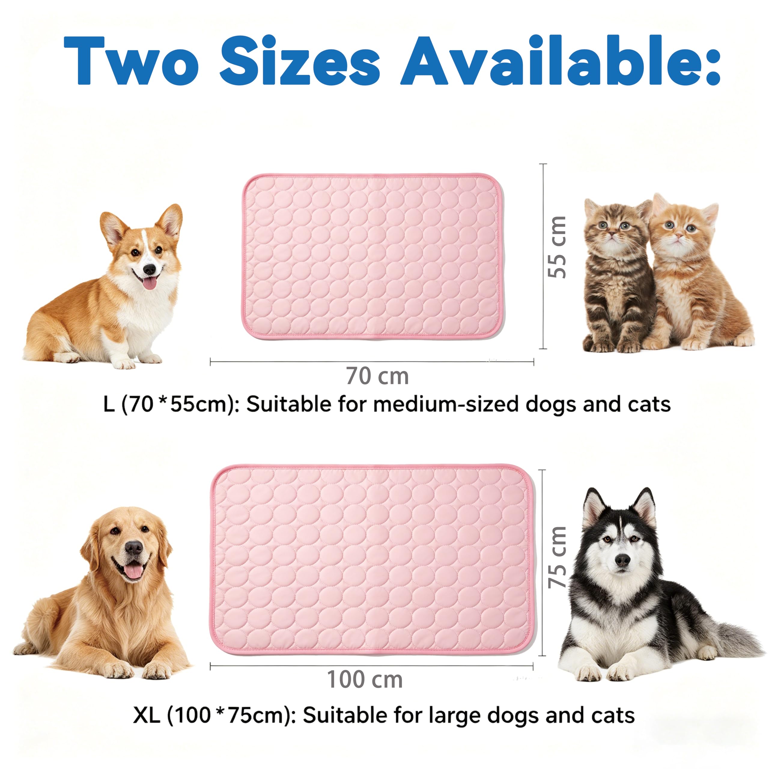 Kühlmatte für Hunde, Kühlmatte Hund für Katze, Hundematte Sommer Kühlkissen Waschbares Hundebett, Faltbar, 100 * 75cm, Hundekühlmatte Selbstkühlend, Matte für Haustiere & Mensch (XL)