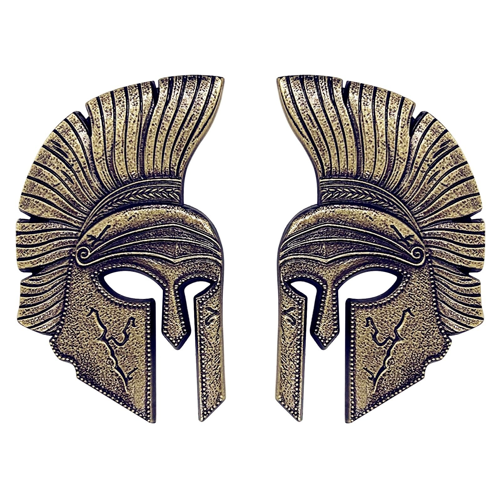 Spartan Gladiator Helmet Metal Car Emblem Badge - 3D Design with Strong 3M Adhesive - Durable Zinc Alloy Automotive Decoration for Exterior Styling (Symmetrical Bronze)