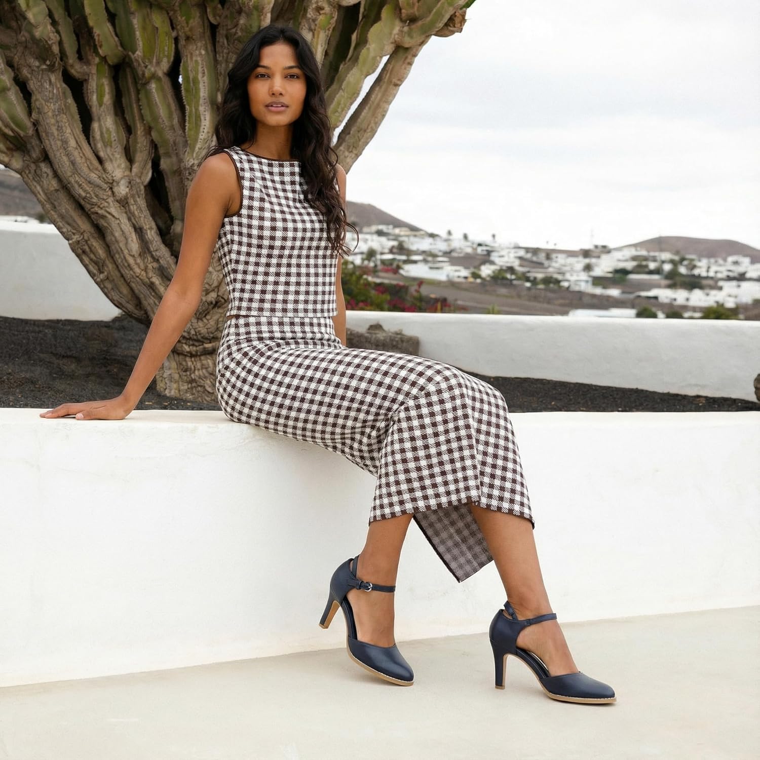 Womens Chunky High Heels Closed Toe Ankle Strap Pumps Vintage Shoes - Image 4