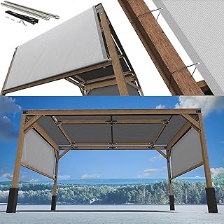 ShadeMart 8' W x 16' L Pergola Sun Shade Grey 95% Canopy Outdoor Replacement Cover with Grommets and Stainless Steel Weighted Rods for Patio, Garden (We Make Custom Size)